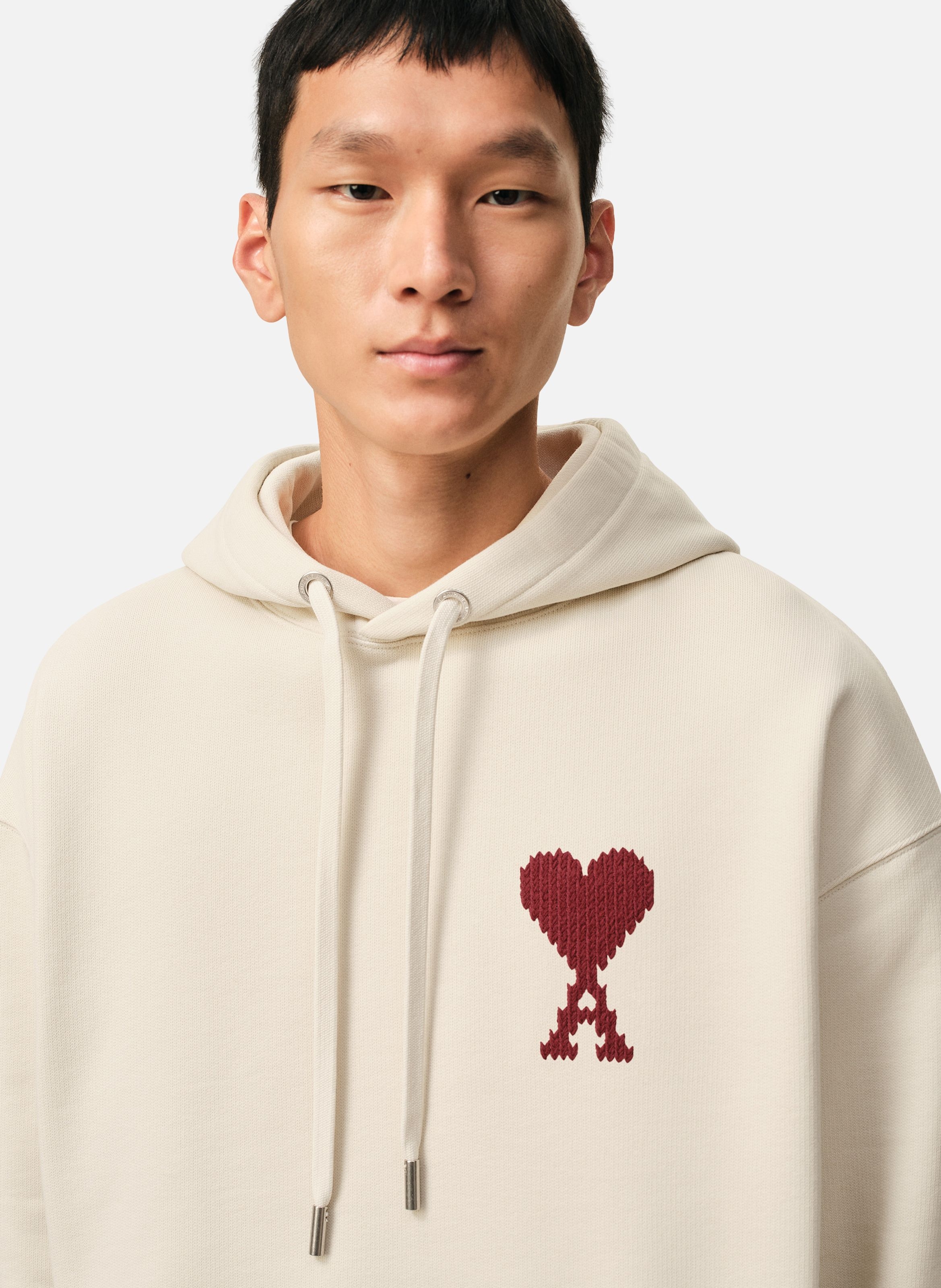 Hoodie broderie ami de coeur unisexe en coton AMI PARIS Blanc
