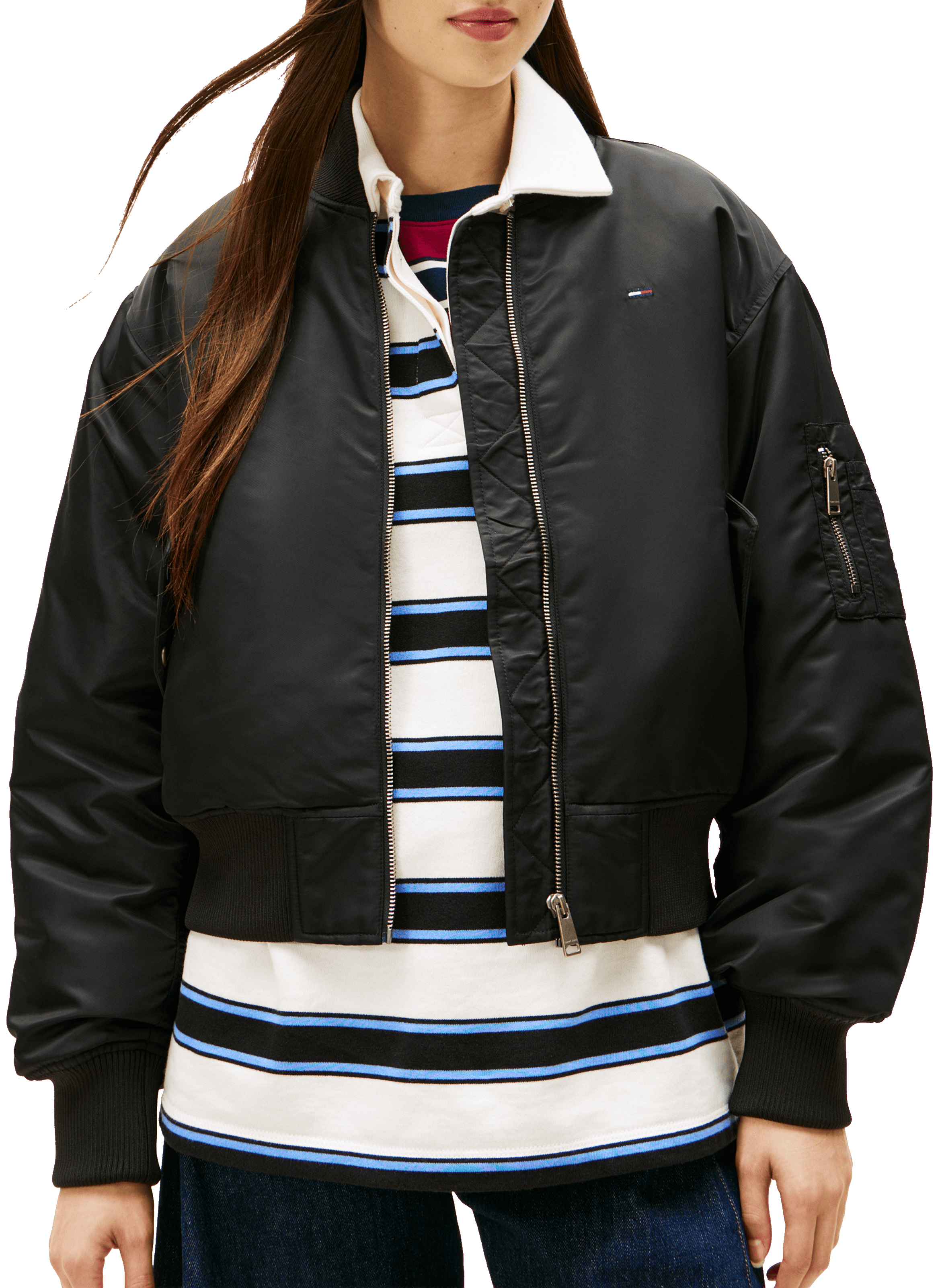 Bomber court zippé en nylon TOMMY HILFIGER Noir