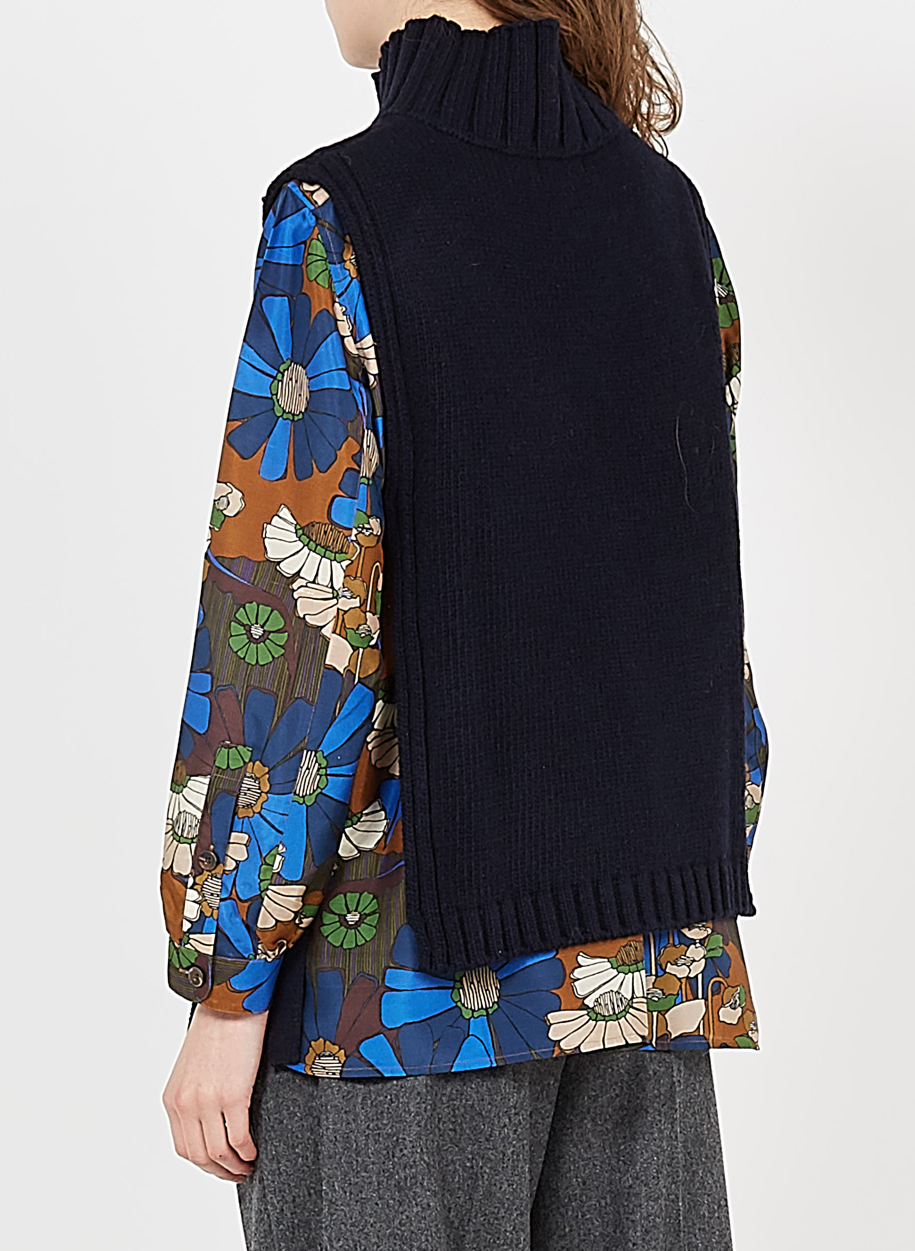 Pull col montant sans manche en laine mélangée or SOEUR Bleu