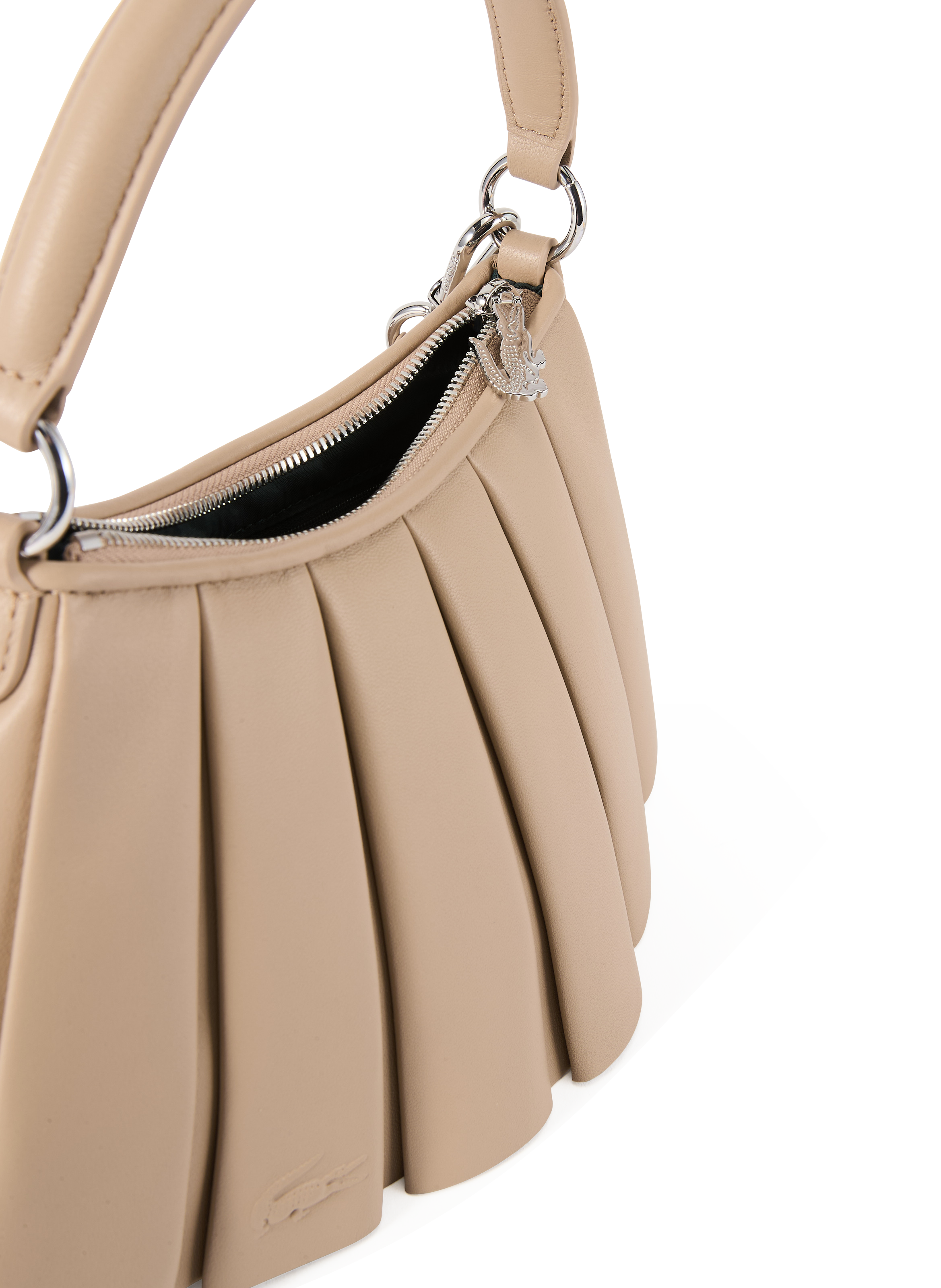 Pleated leather bag LACOSTE Black