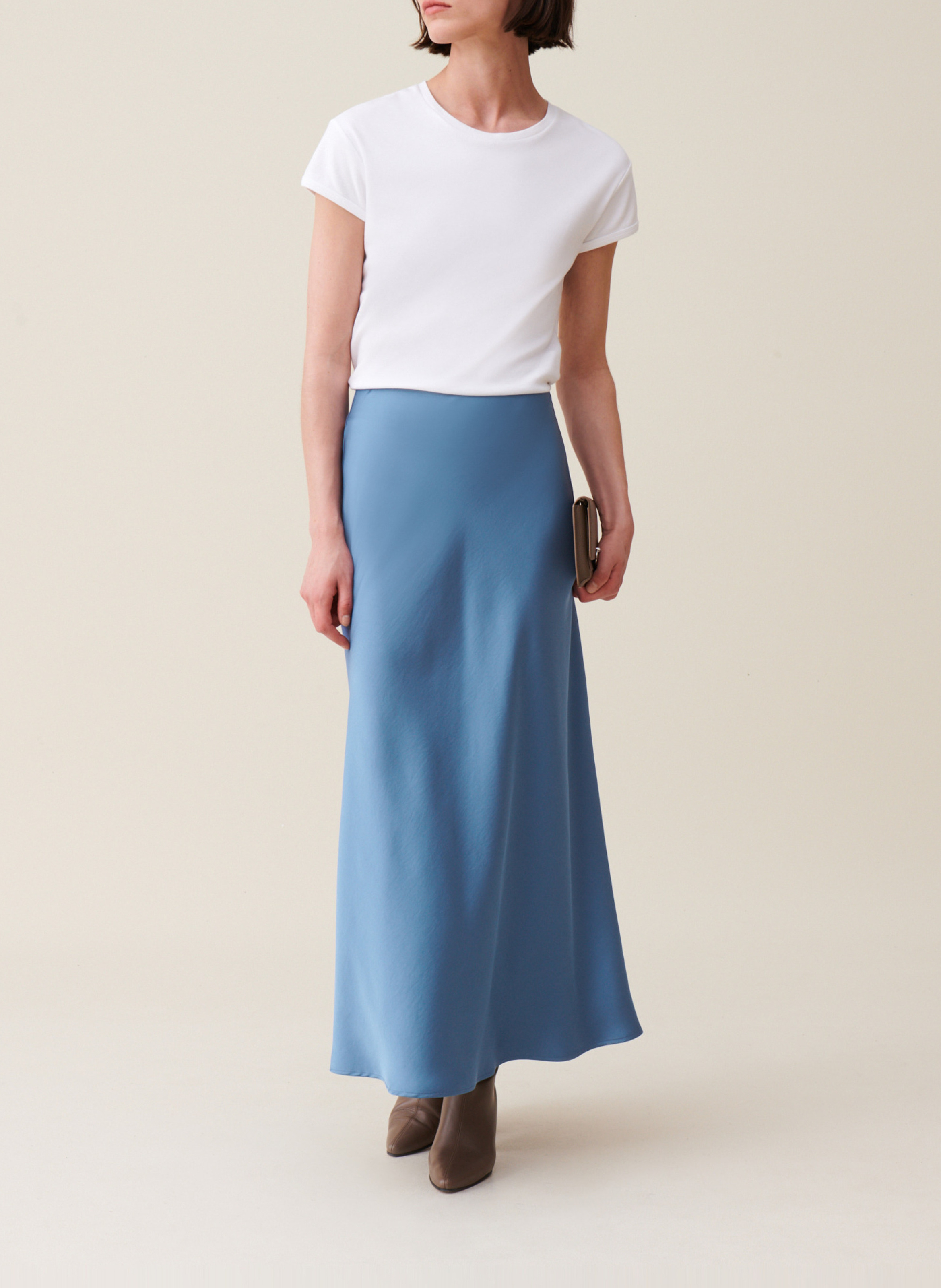 Jupe longue fluide satinée CLAUDIE PIERLOT Bleu