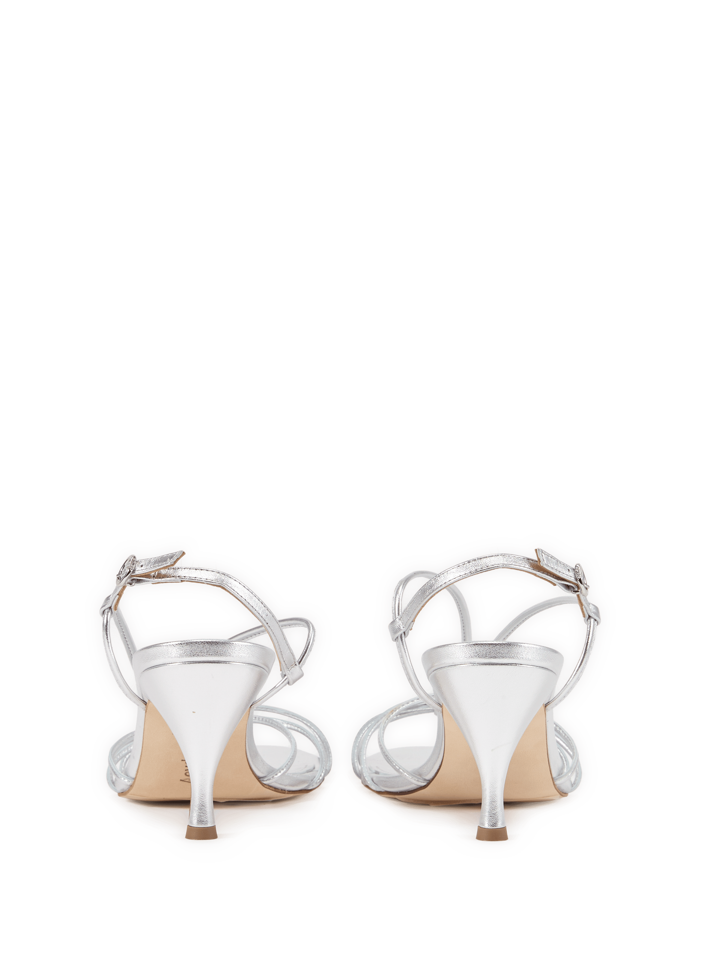 Heeled metallic leather sandals  AEYDE Silver