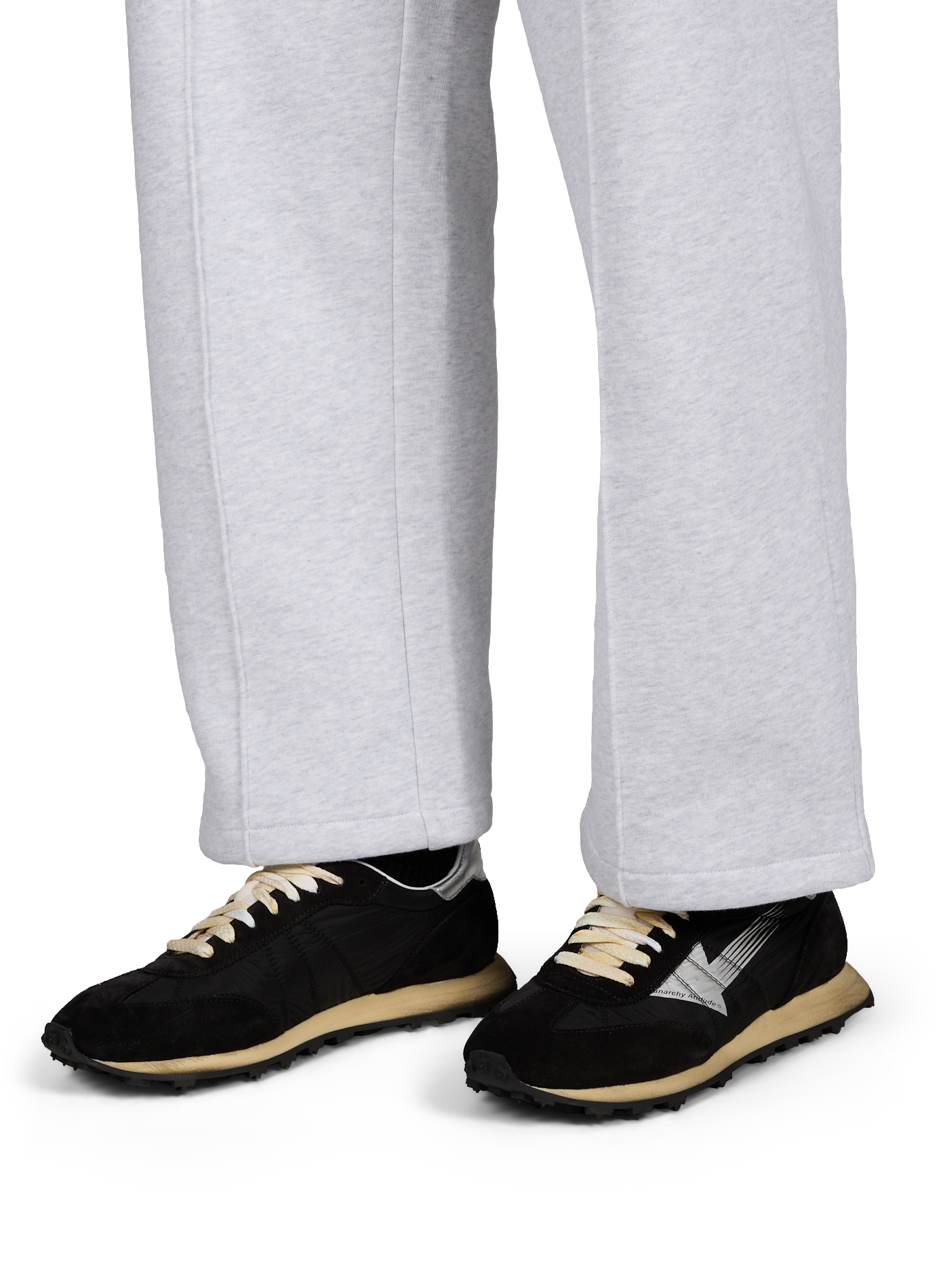 Quilted mixed leather sneakers RUN OF Black