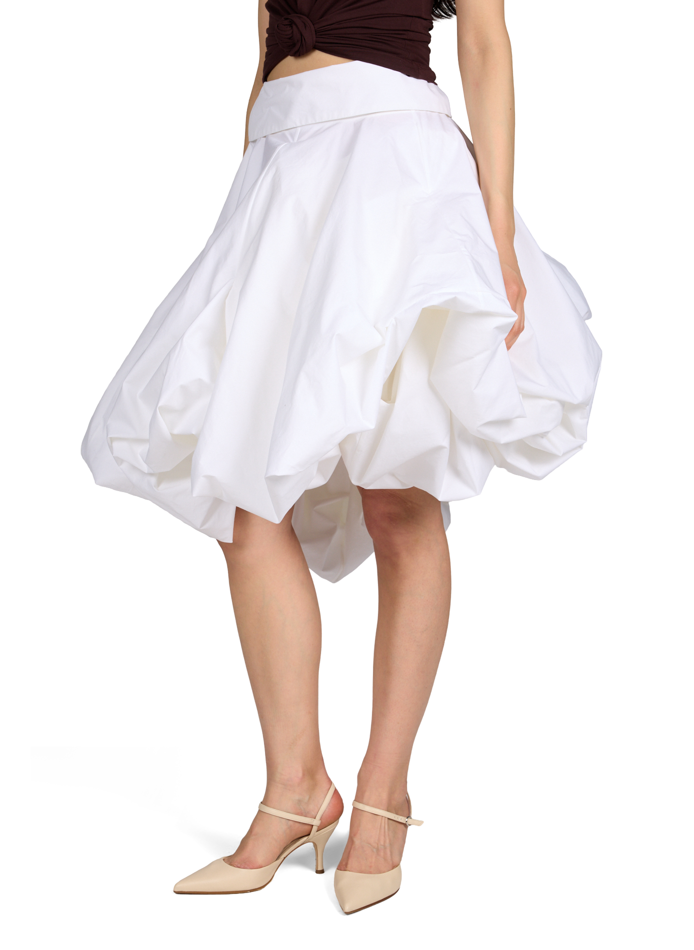 Jupe drapée à volume sculptural en coton MAGDA BUTRYM Blanc