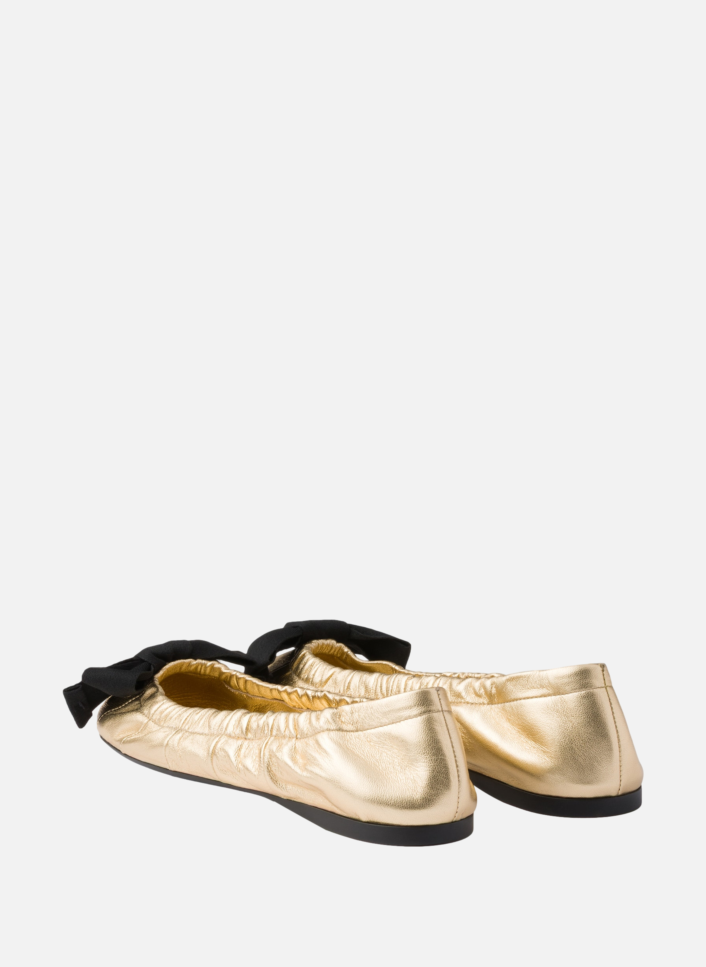 Ballerines en cuir nappa mordoré avec nœud PRADA Argent