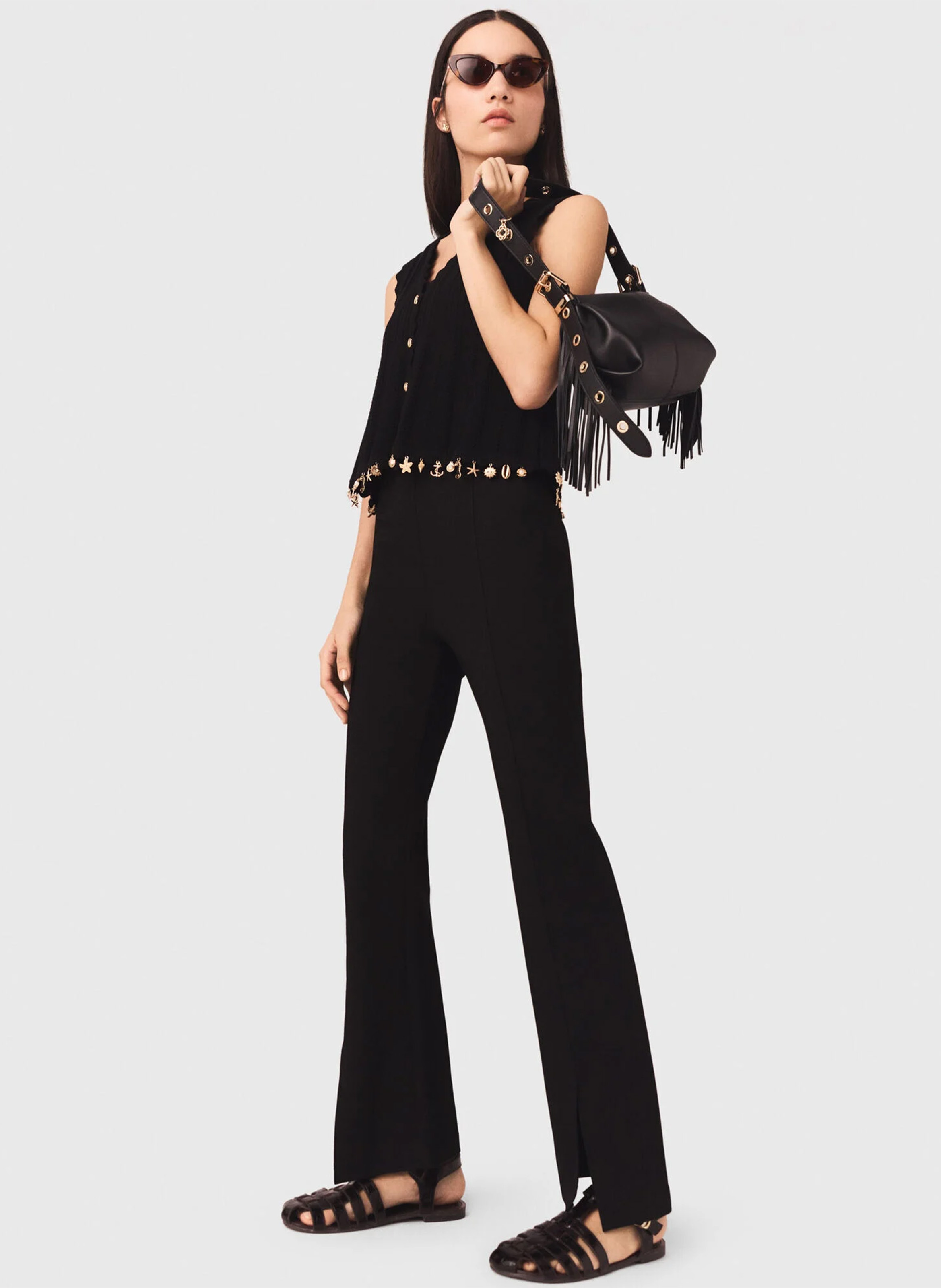 Pantalon flare stretch MAJE Noir