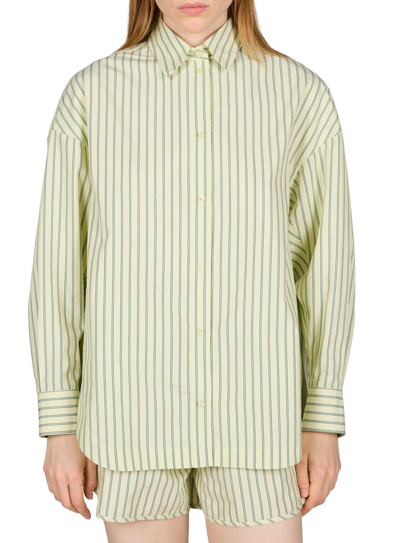 Camisa a rayas de algodón BOSS Verde