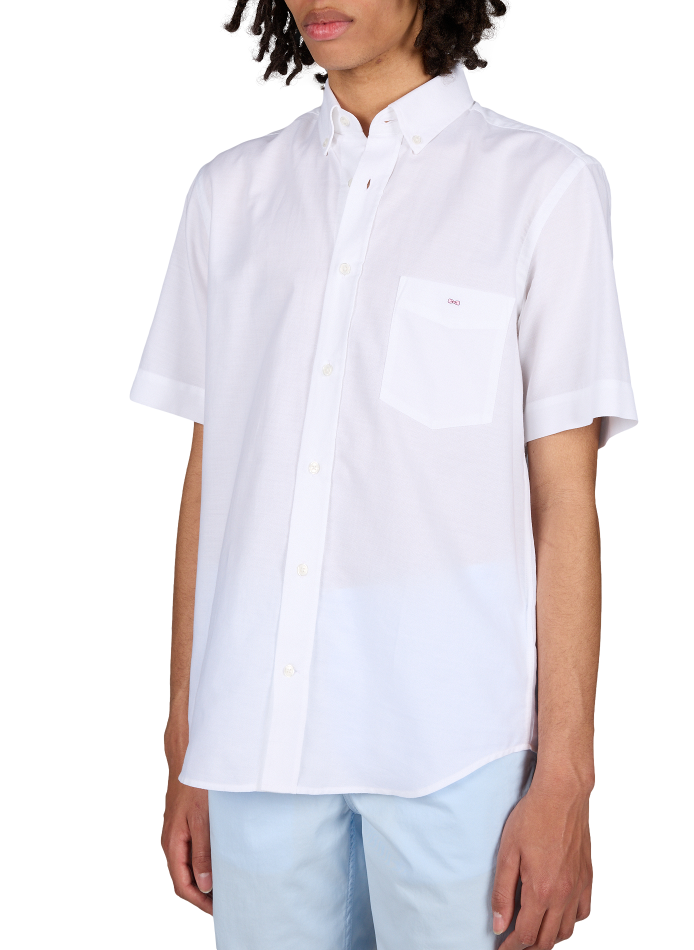 Chemise à manches courtes en piqué de coton EDEN PARK Blanc