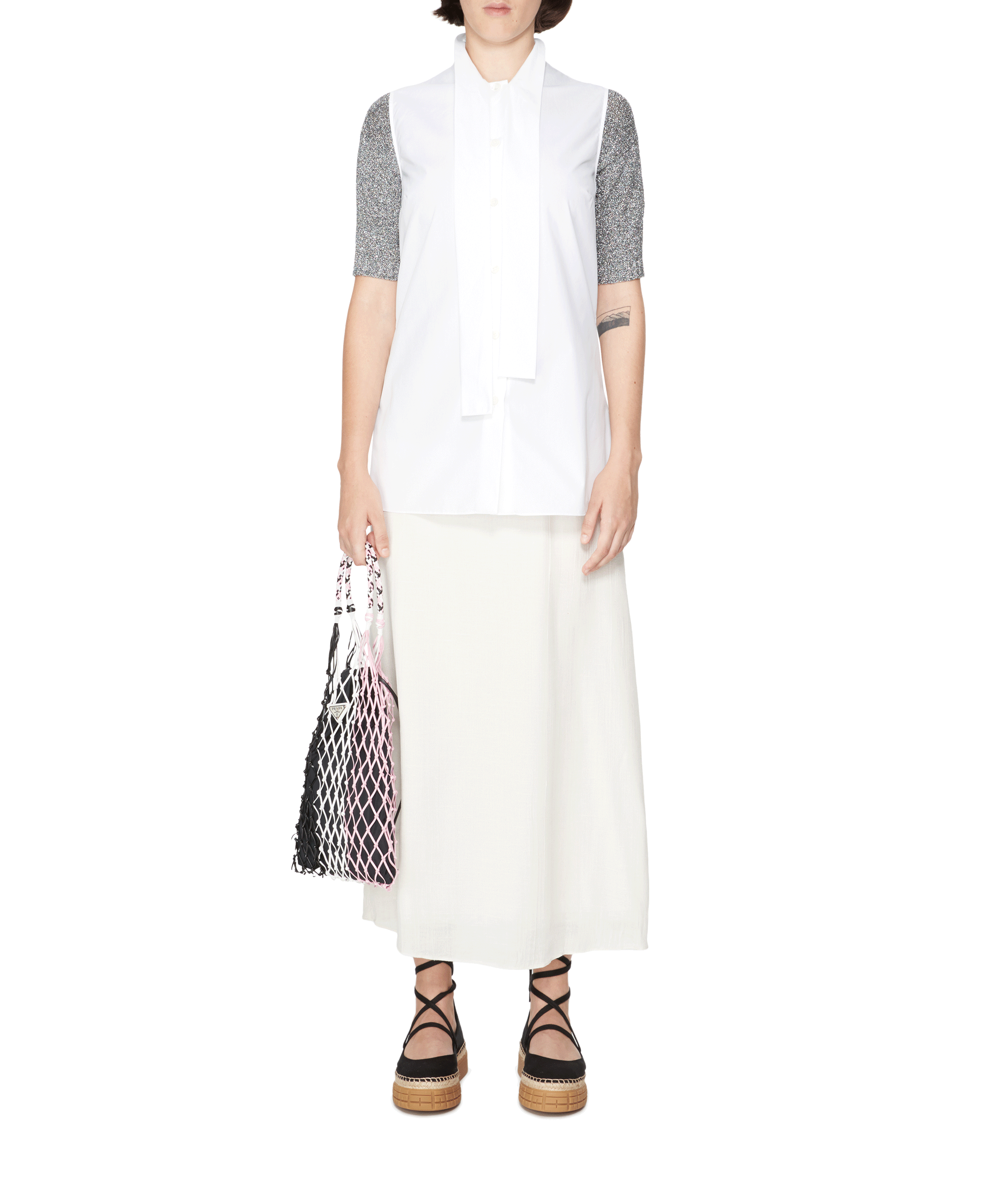 Ärmelloses Baumwolltop PRADA Weiss