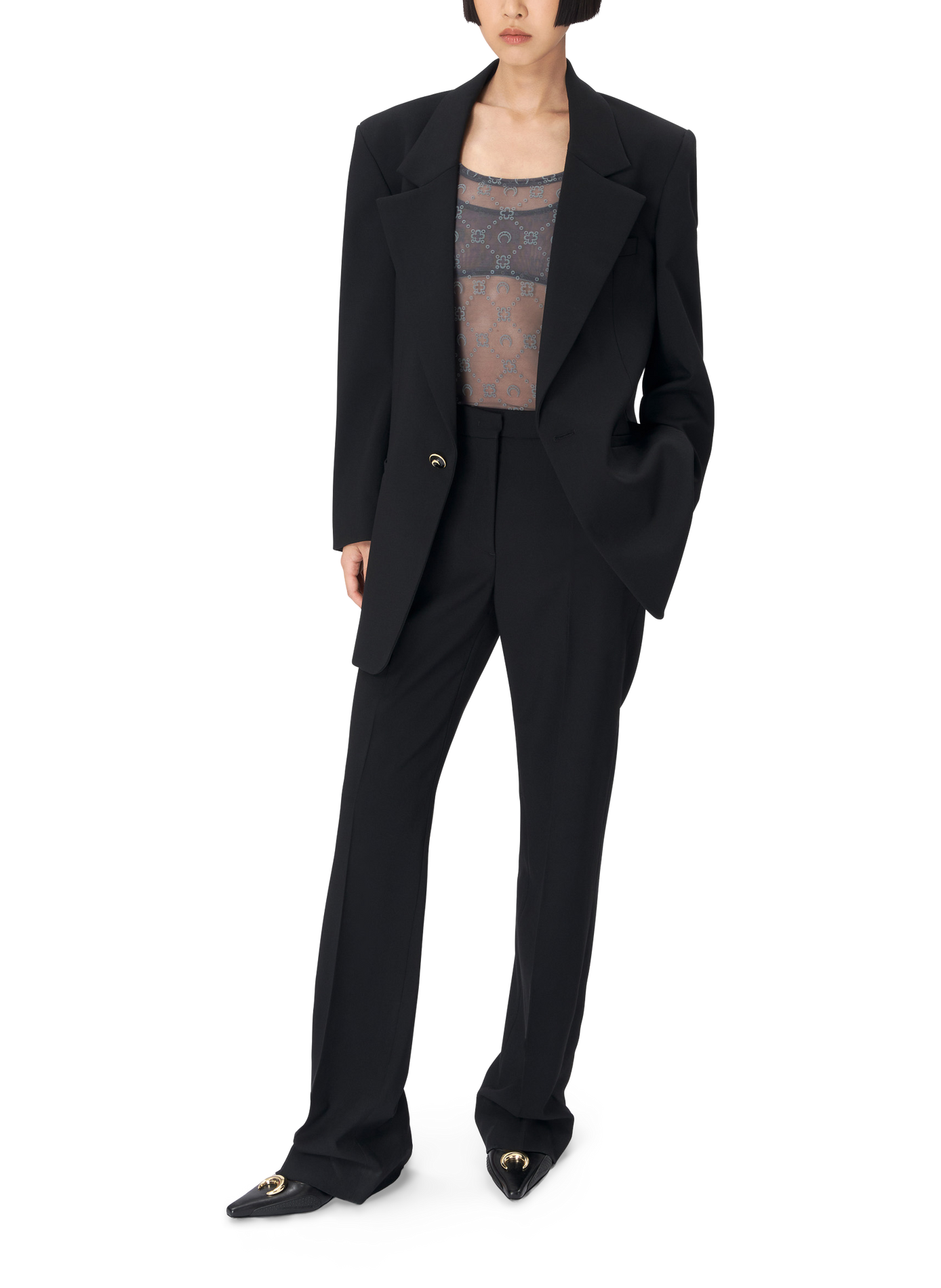 Virgin wool twill boxy jacket unisex MARINE SERRE Black