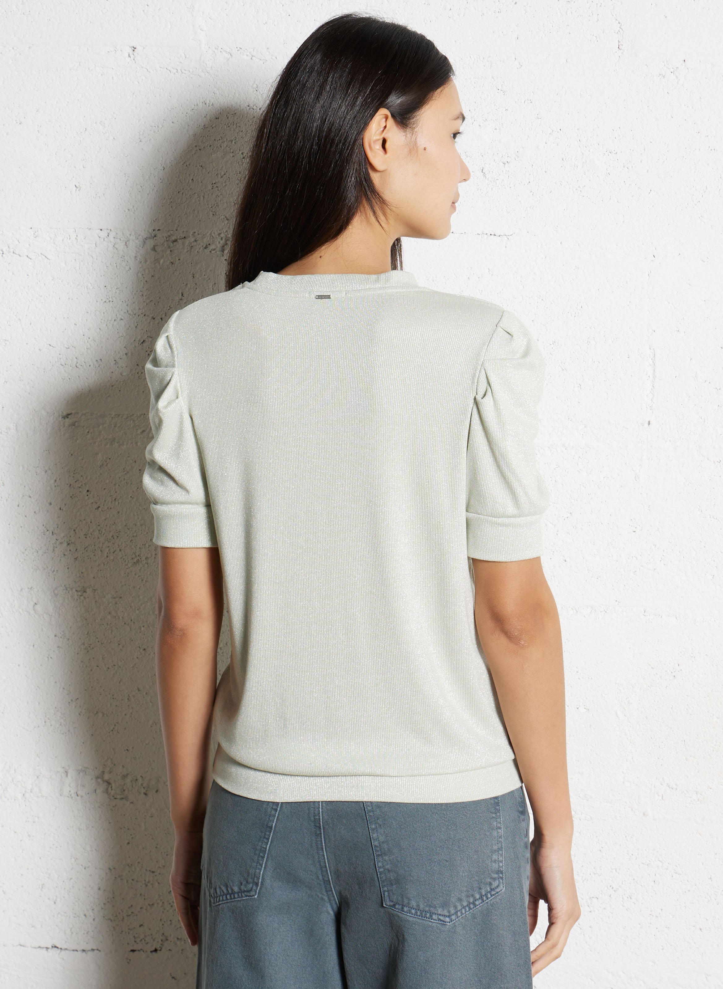 Pull droit col rond pailleté IKKS Vert