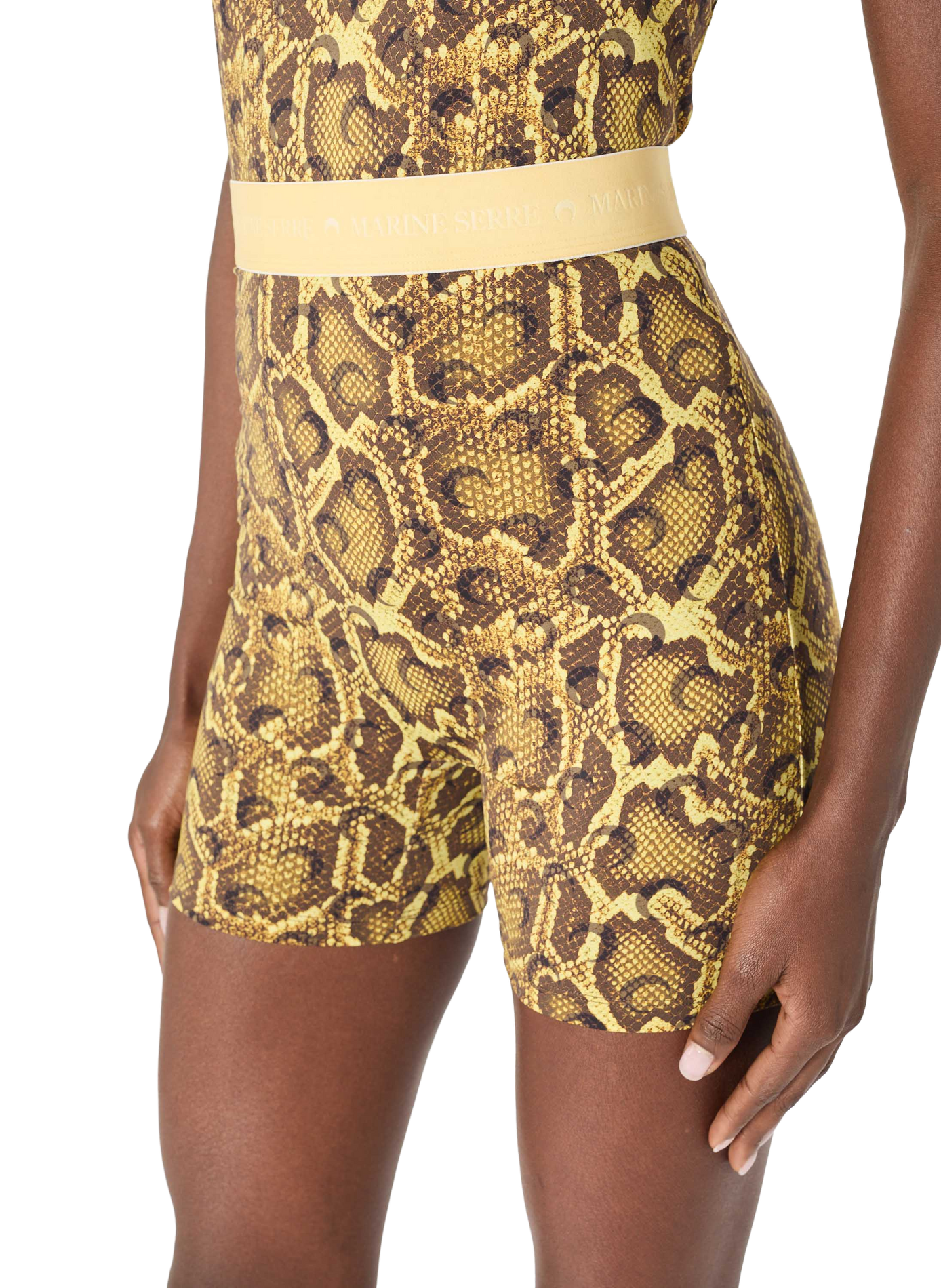 Mini-short en jersey imprimé python MARINE SERRE Geel