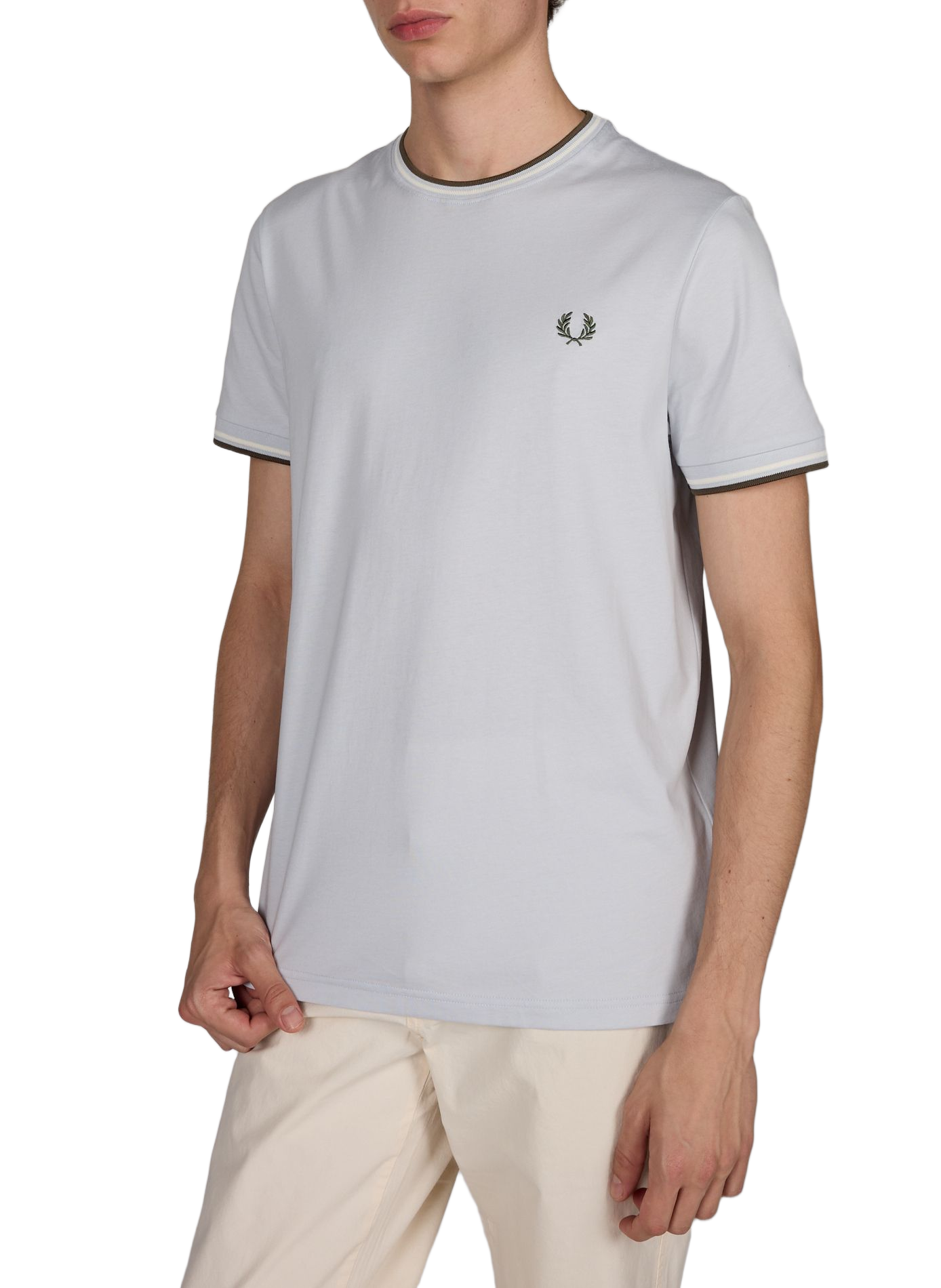 Plain round neck cotton T-shirt FRED PERRY Blue