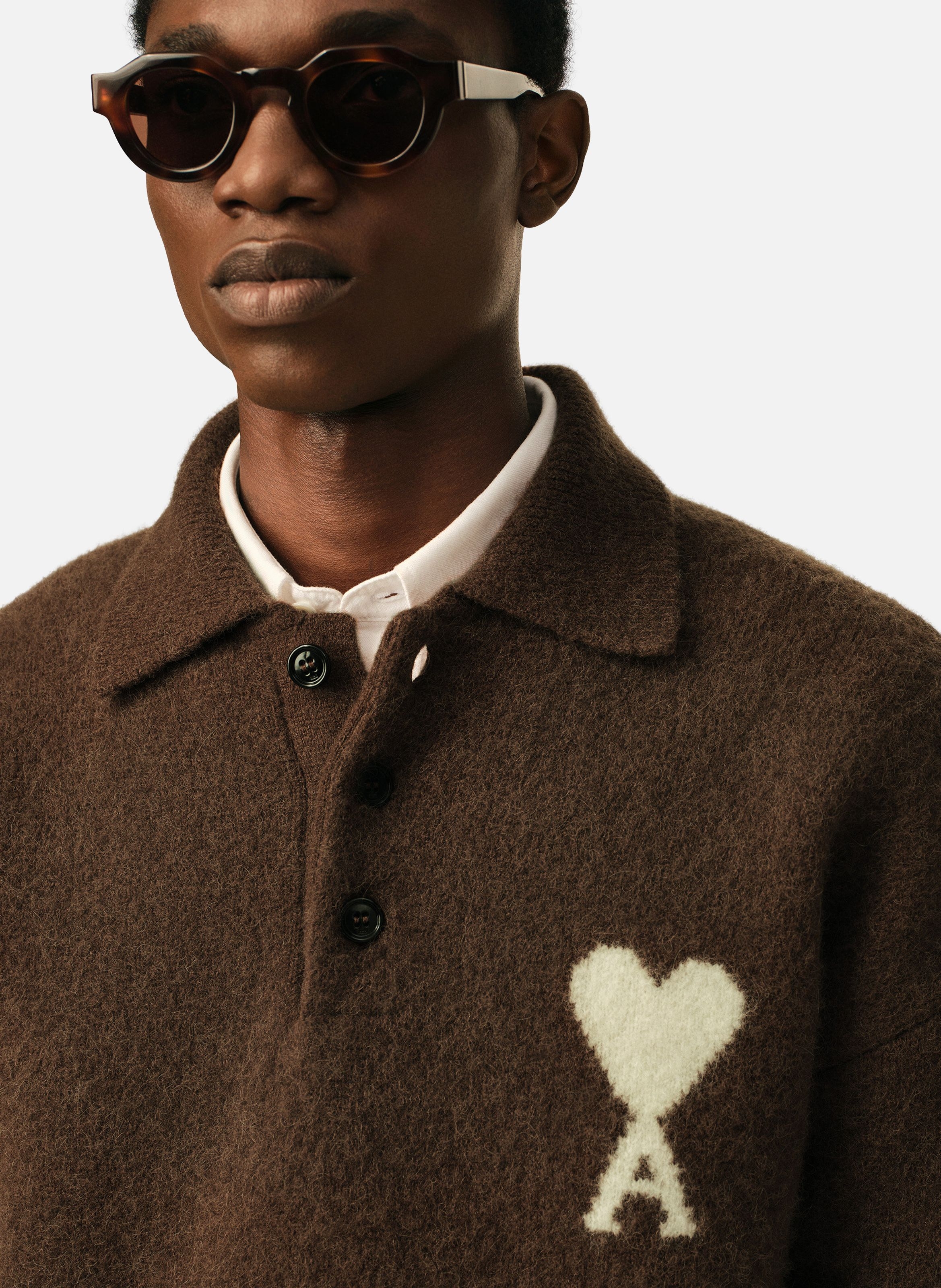 Polo unisexe en alpaga ami de coeur AMI PARIS Marron