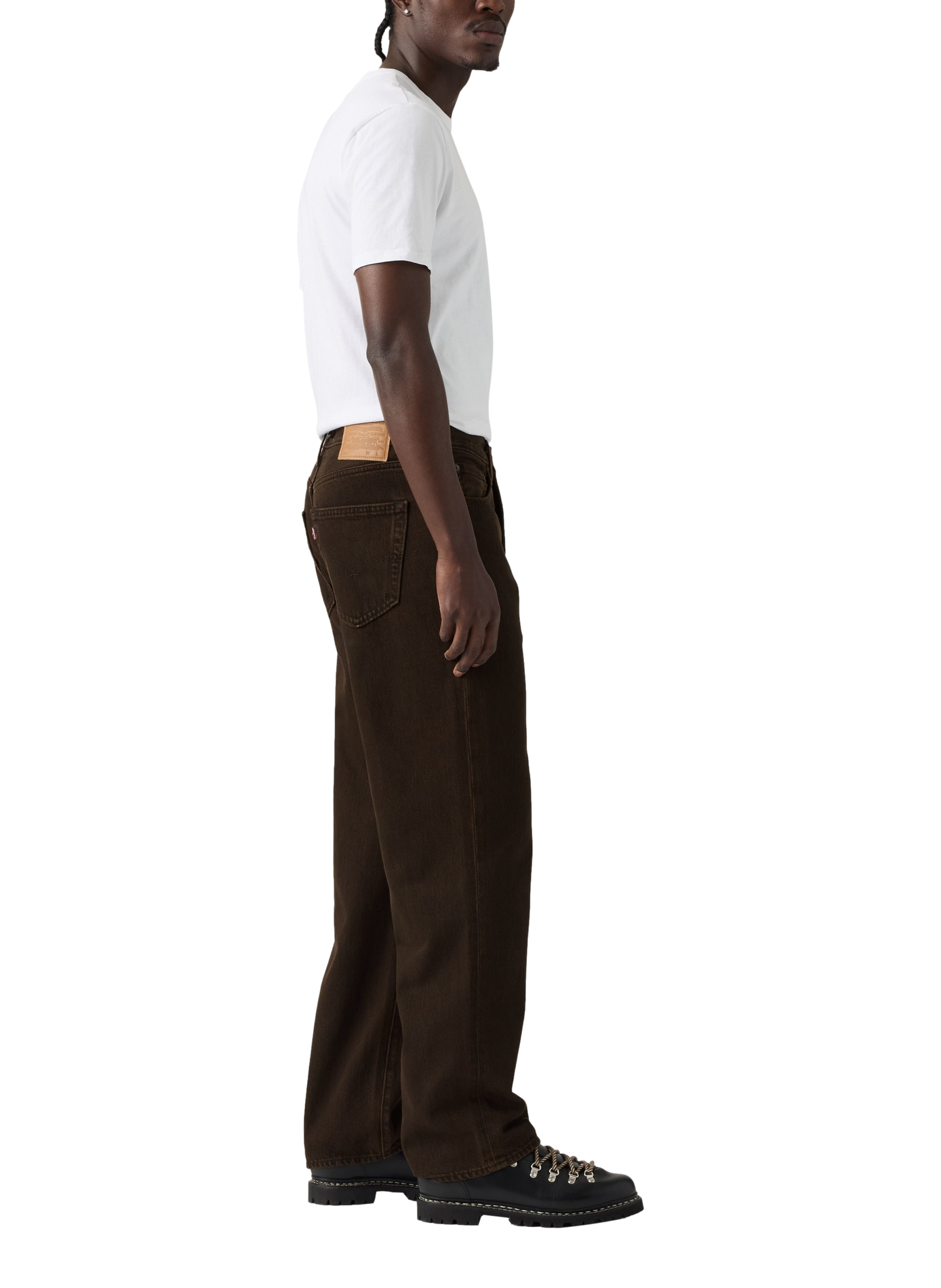 Wide-leg straight cotton jeans LEVI'S Brown