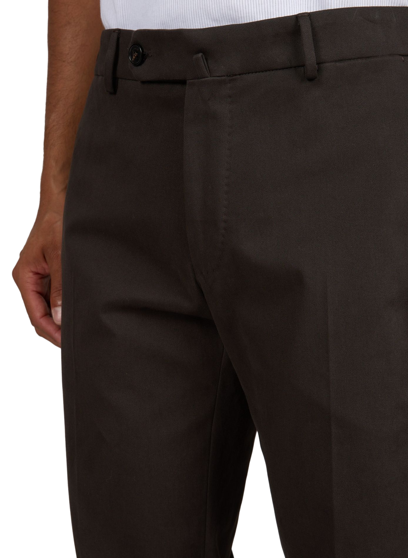Pantalon droit à plis en coton mélangé SLOWEAR Marron