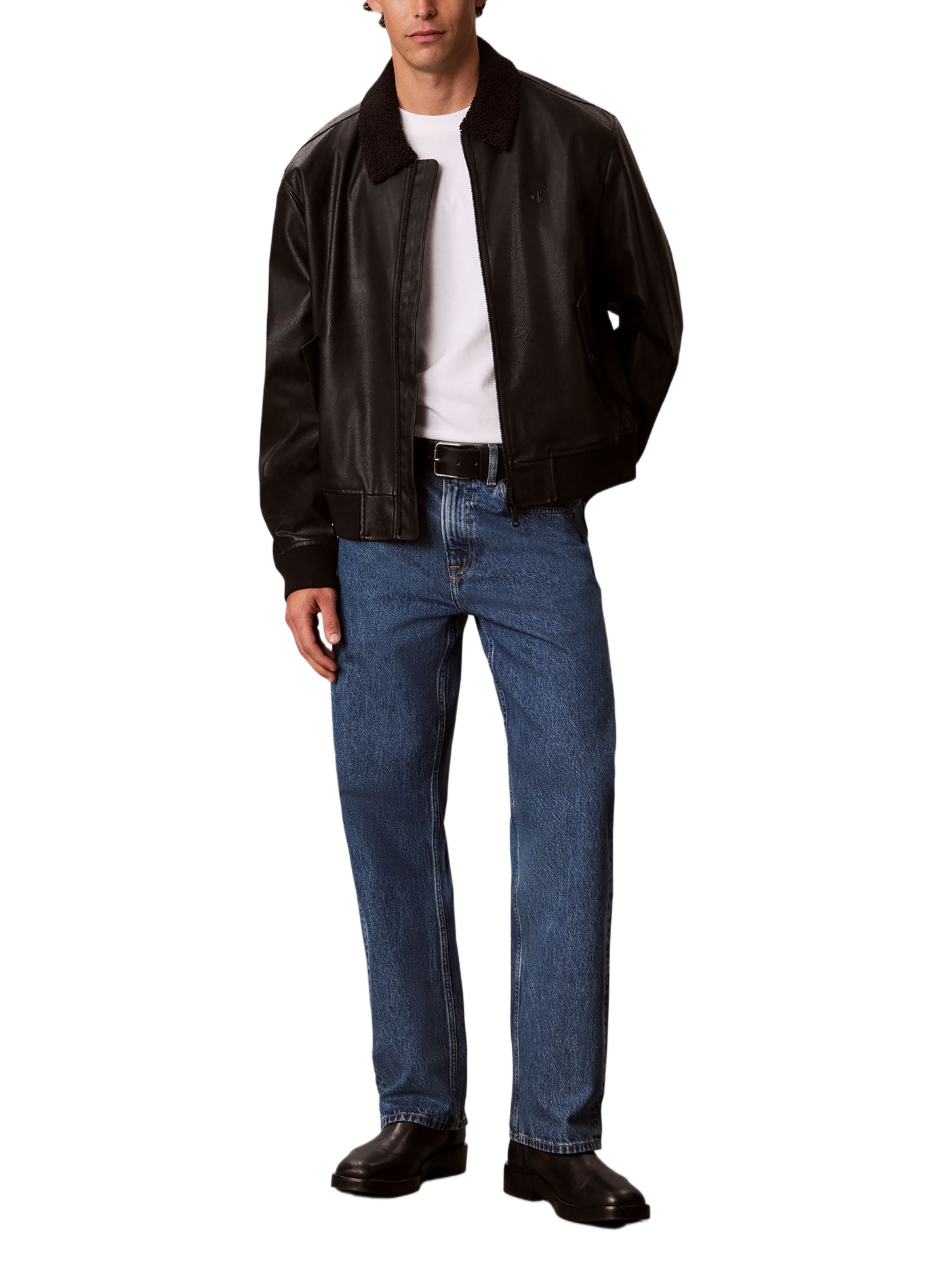 Jean coupe droite en coton CALVIN KLEIN Bleu