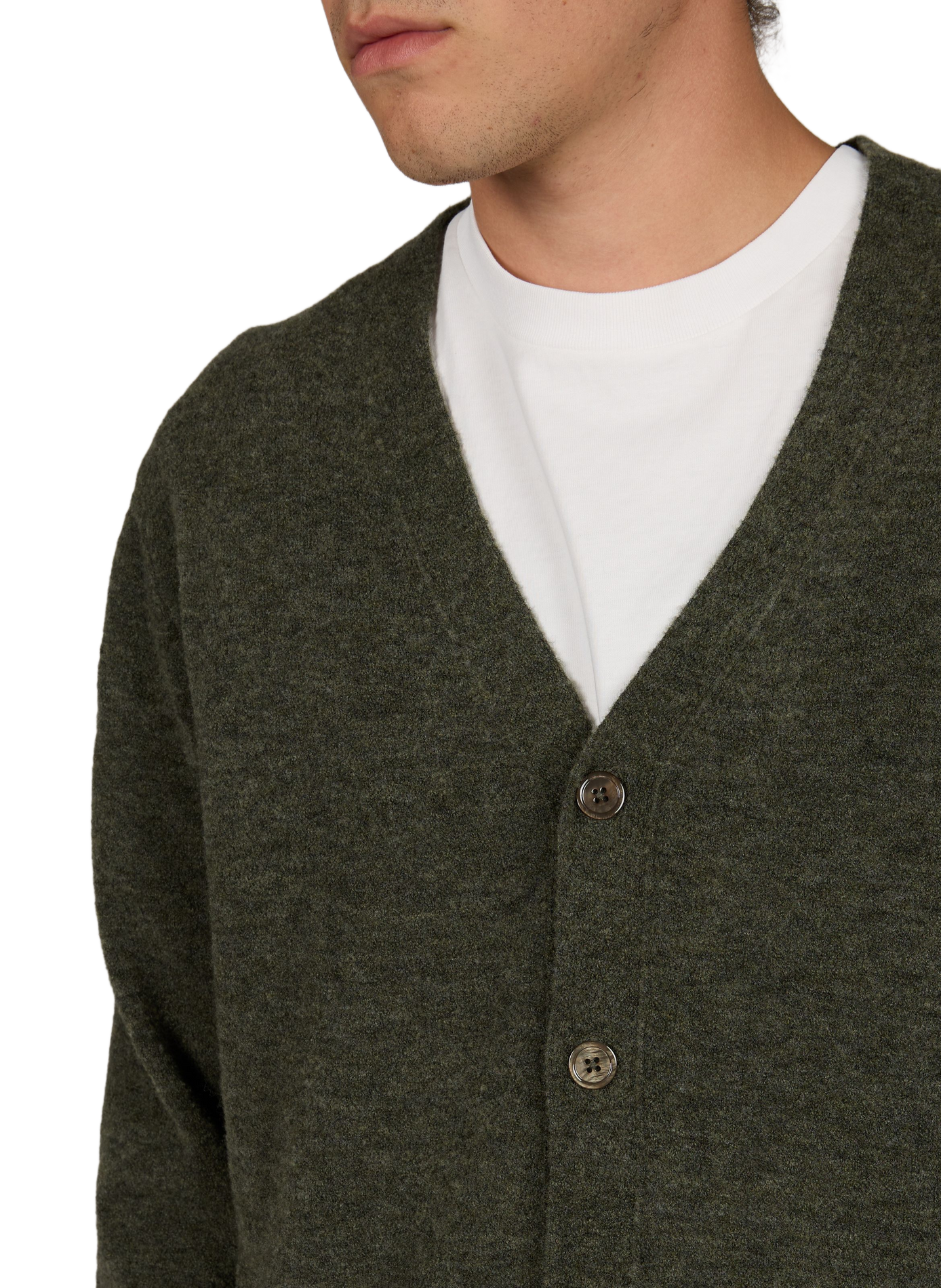 Wide V-neck solid color wool blend vest NN.07 Khaki