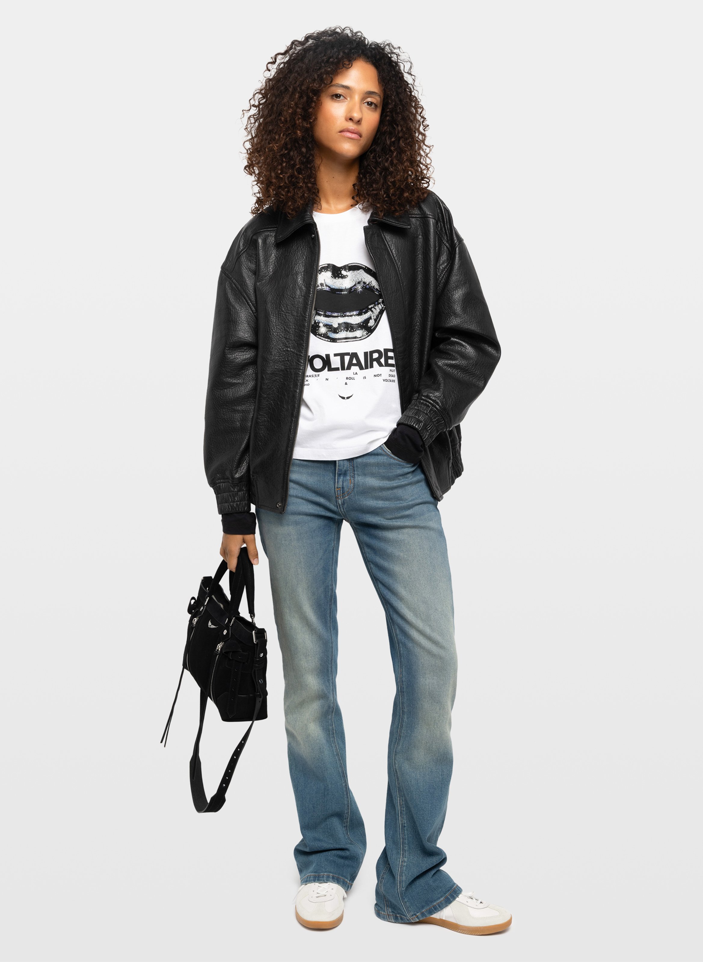 Veste col classique en cuir loriand ZADIG&VOLTAIRE Noir