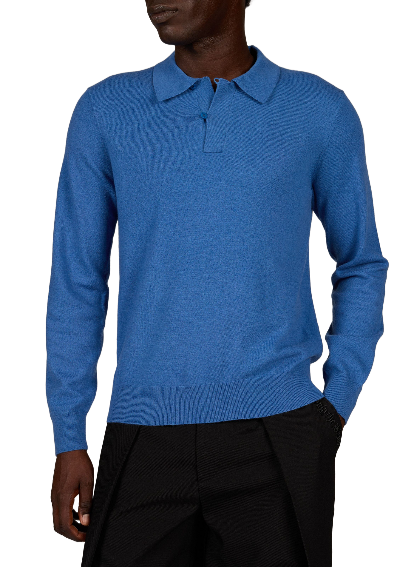 Straight-fit classic crew-neck sweater in merino wool THINKING MU Blue