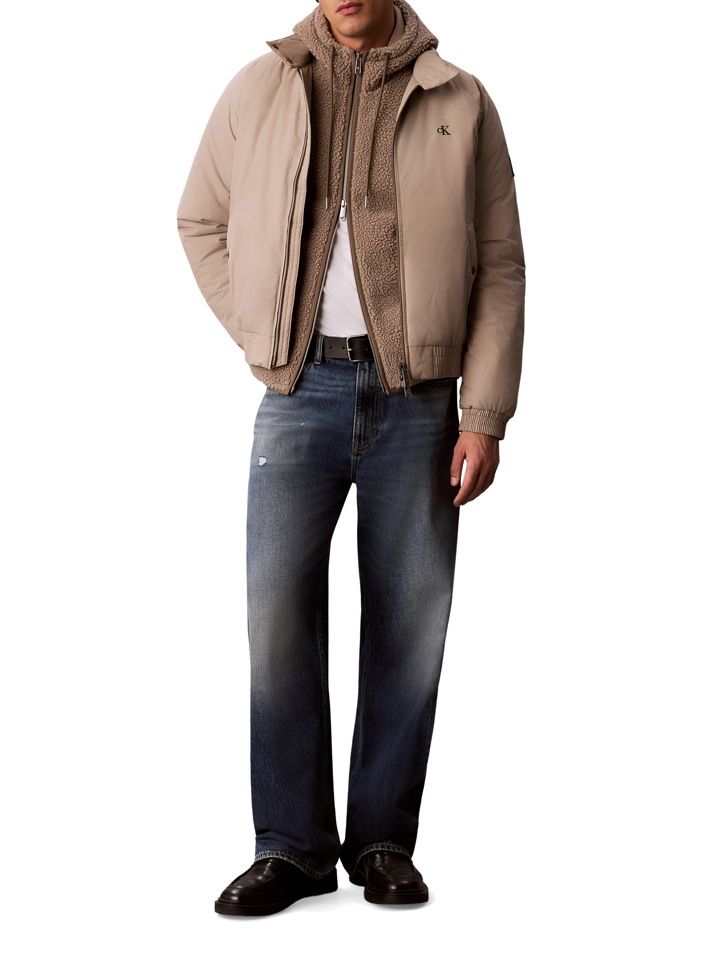 Zip-up sherpa hoodie CALVIN KLEIN Beige