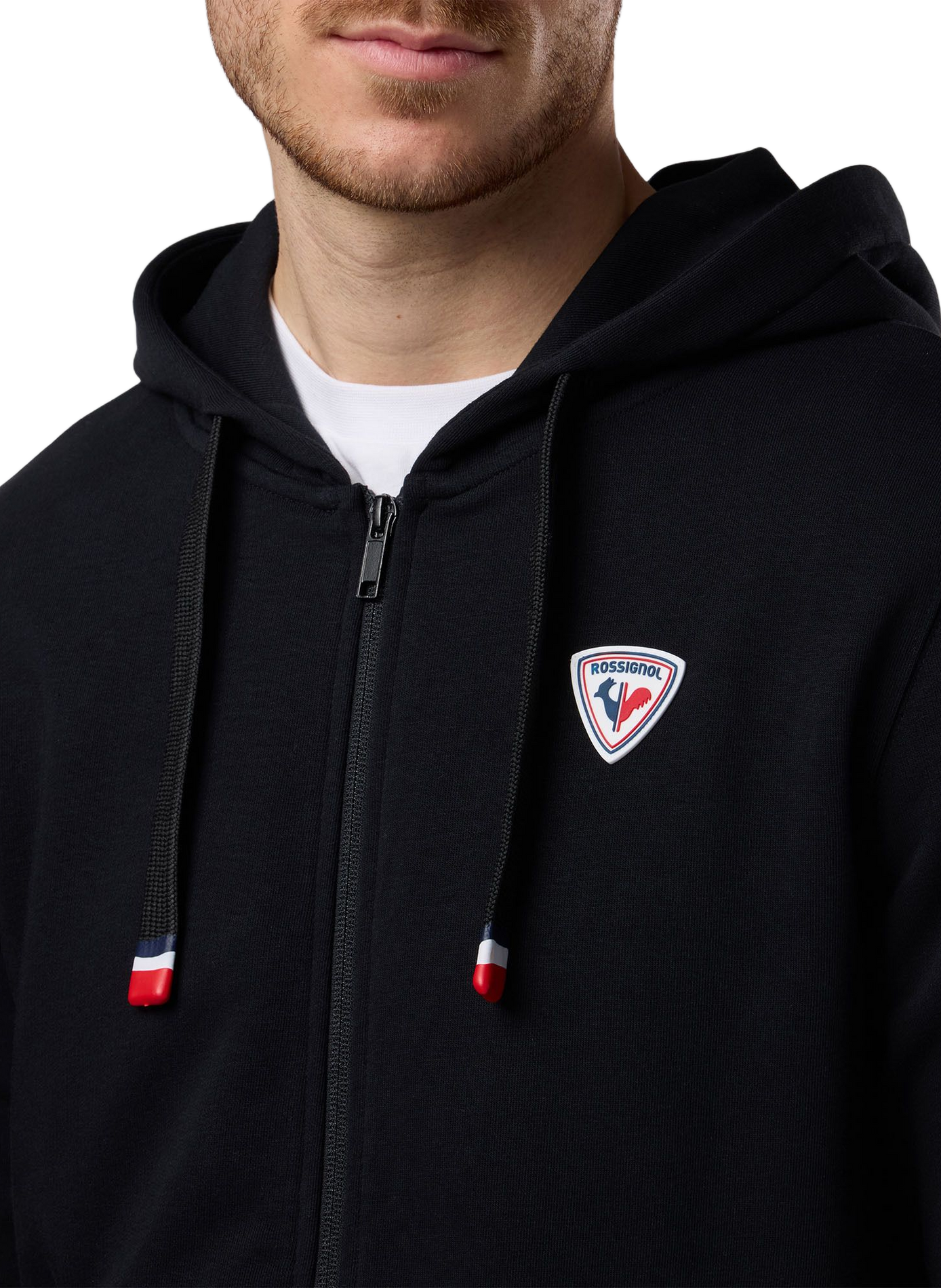 Cotton blend zipped hoodie ROSSIGNOL Black