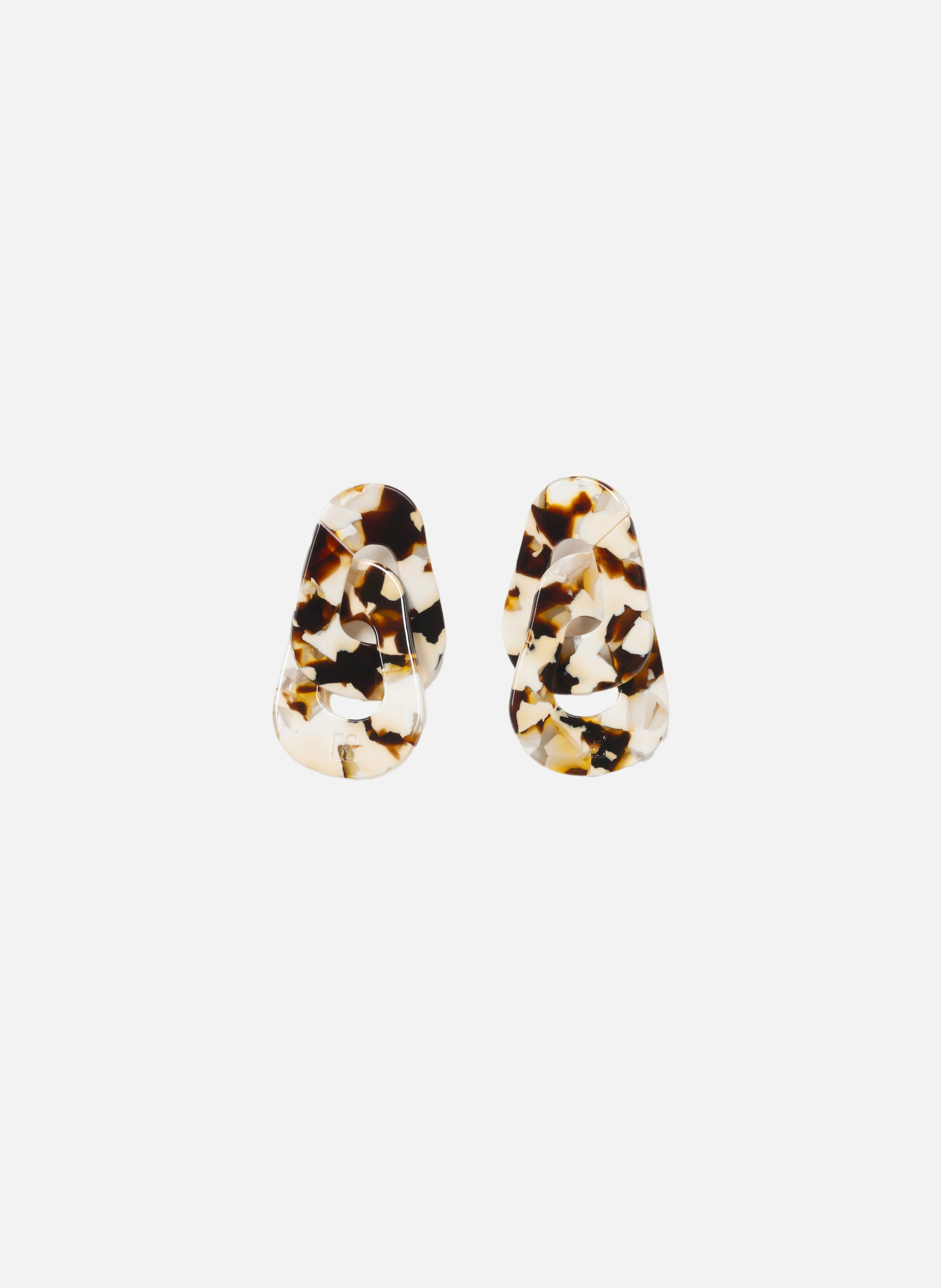 Boucles d'oreilles maillons en acétate de cellulose  Latte