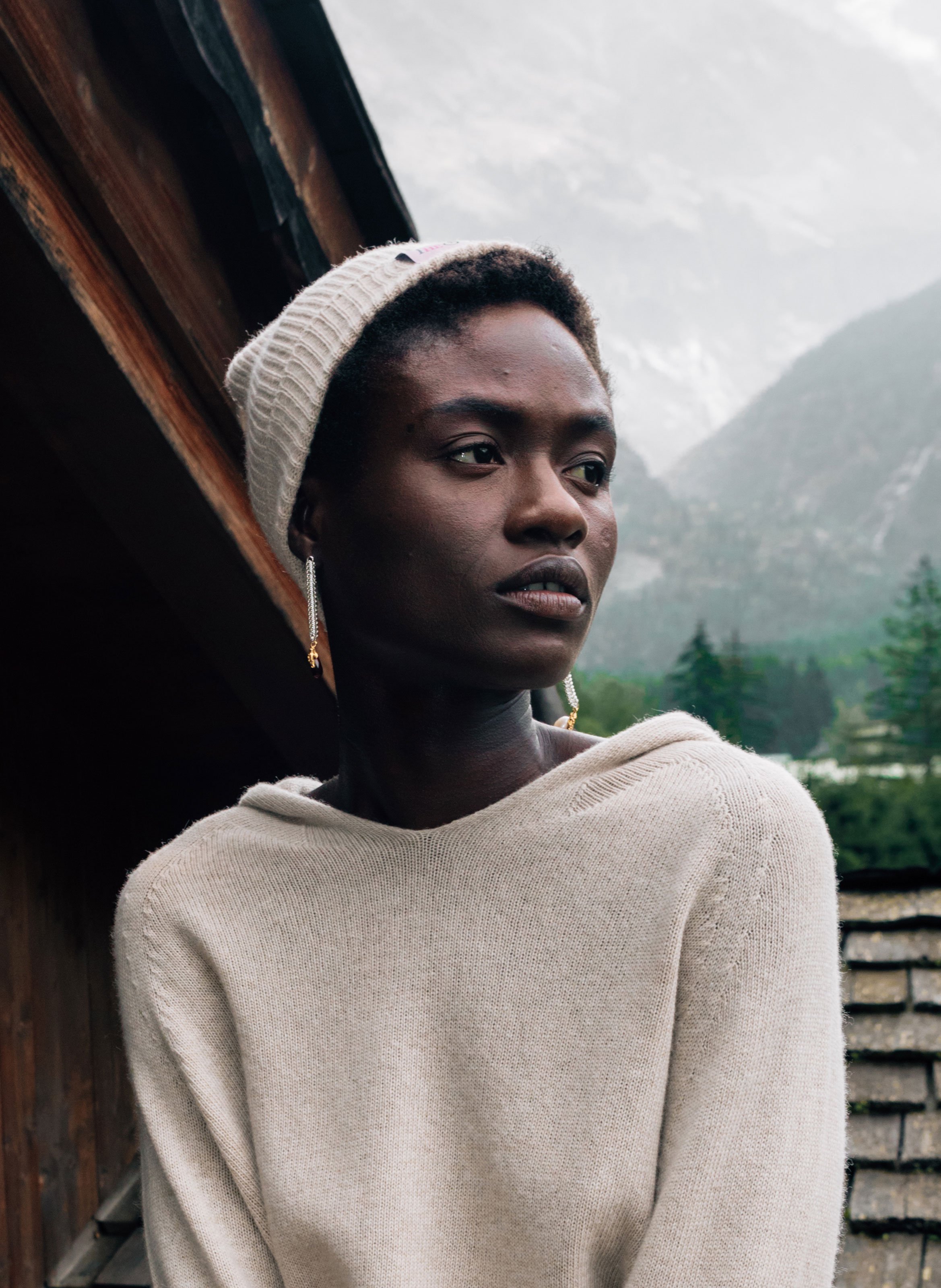 Bonnet en laine mélangée THE SOCIAL SUNDAY Marron