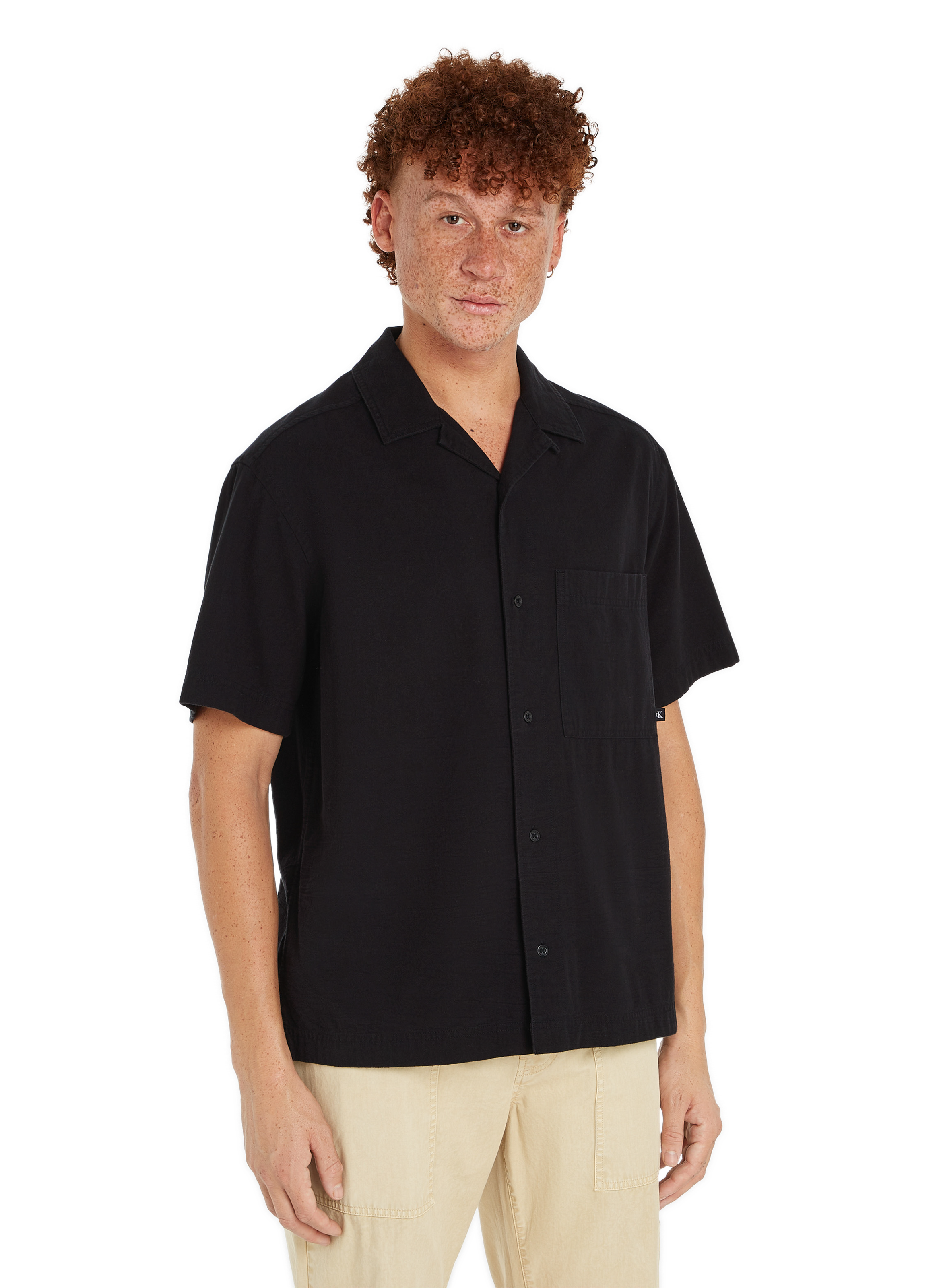 CALVIN KLEIN Chemise manches courtes en coton  Noir