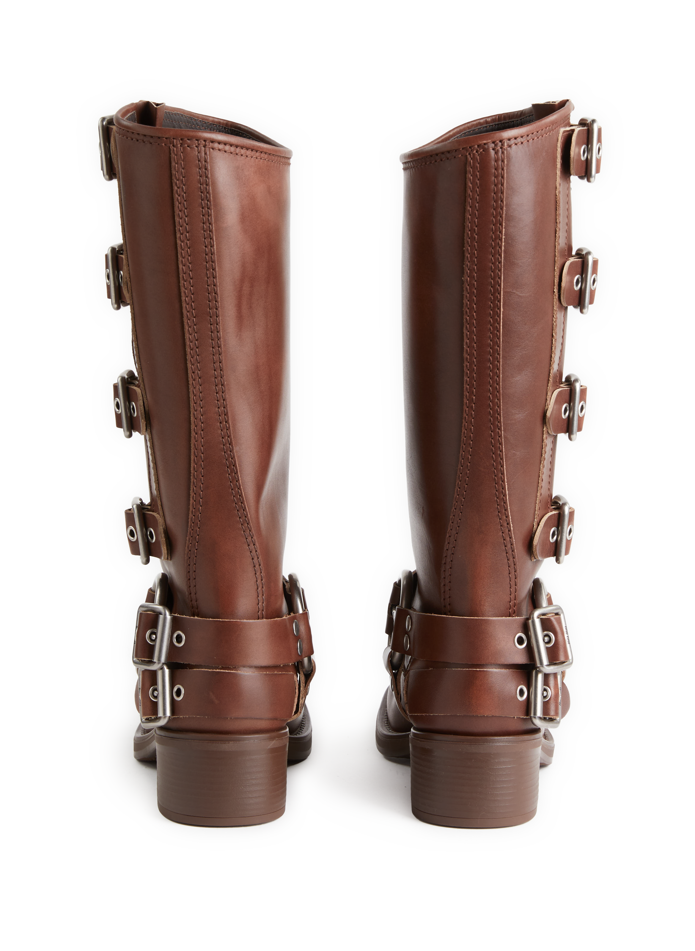Bottes à sangles en cuir  MIU MIU Marron
