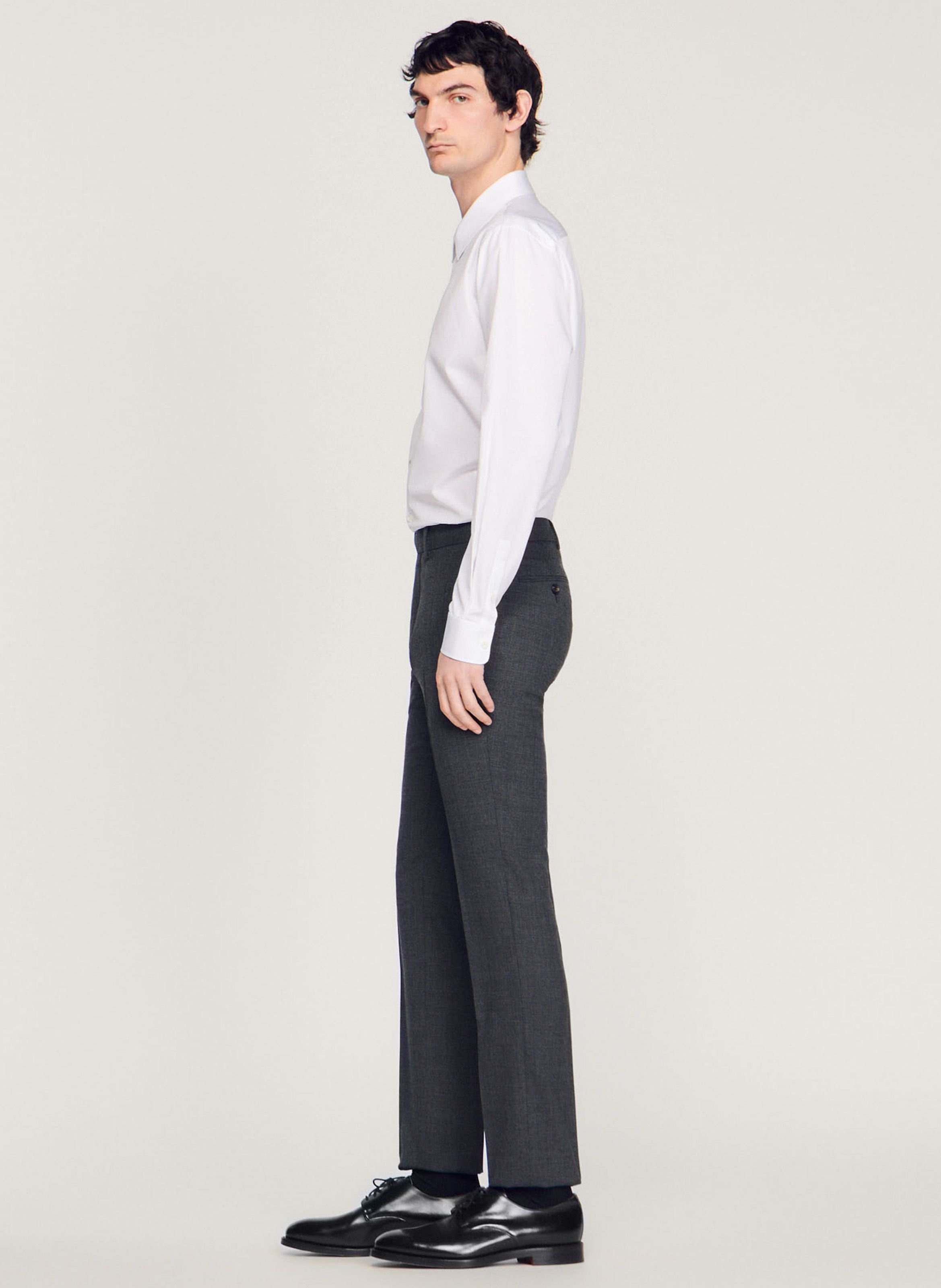 Pantalon de costume en laine SANDRO Gris
