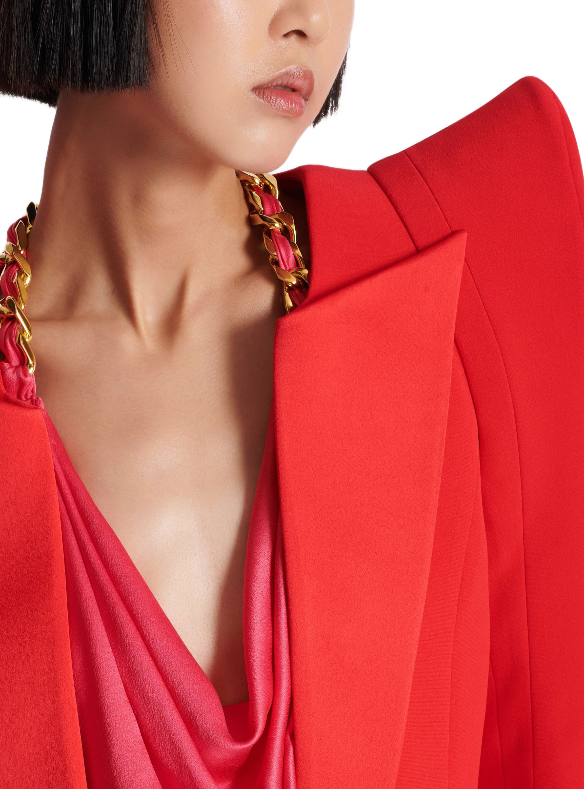 Spencer en crêpe à épaules structurées BALMAIN Rouge