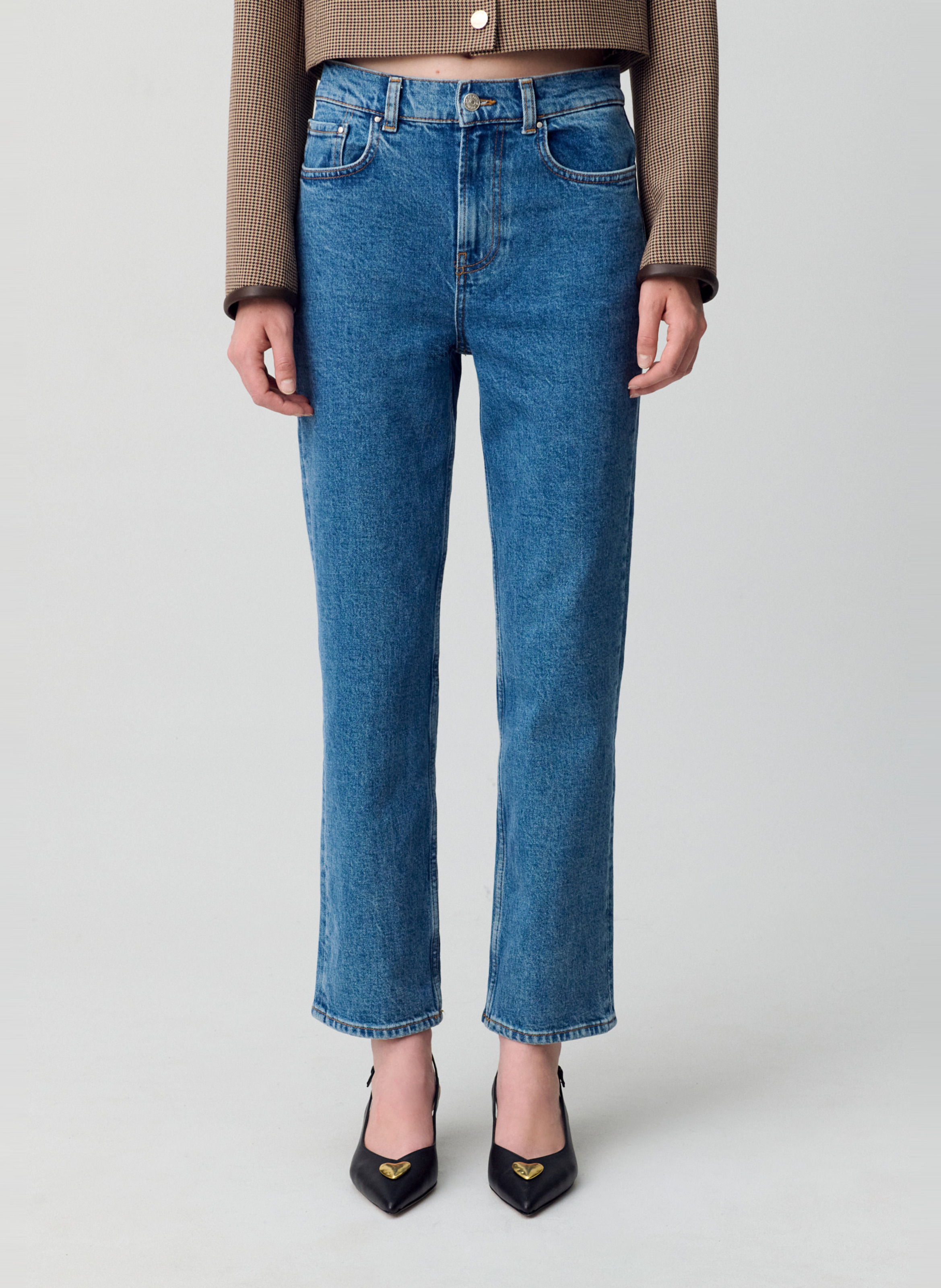 Jean droit taille mi-haute en coton CLAUDIE PIERLOT Bleu