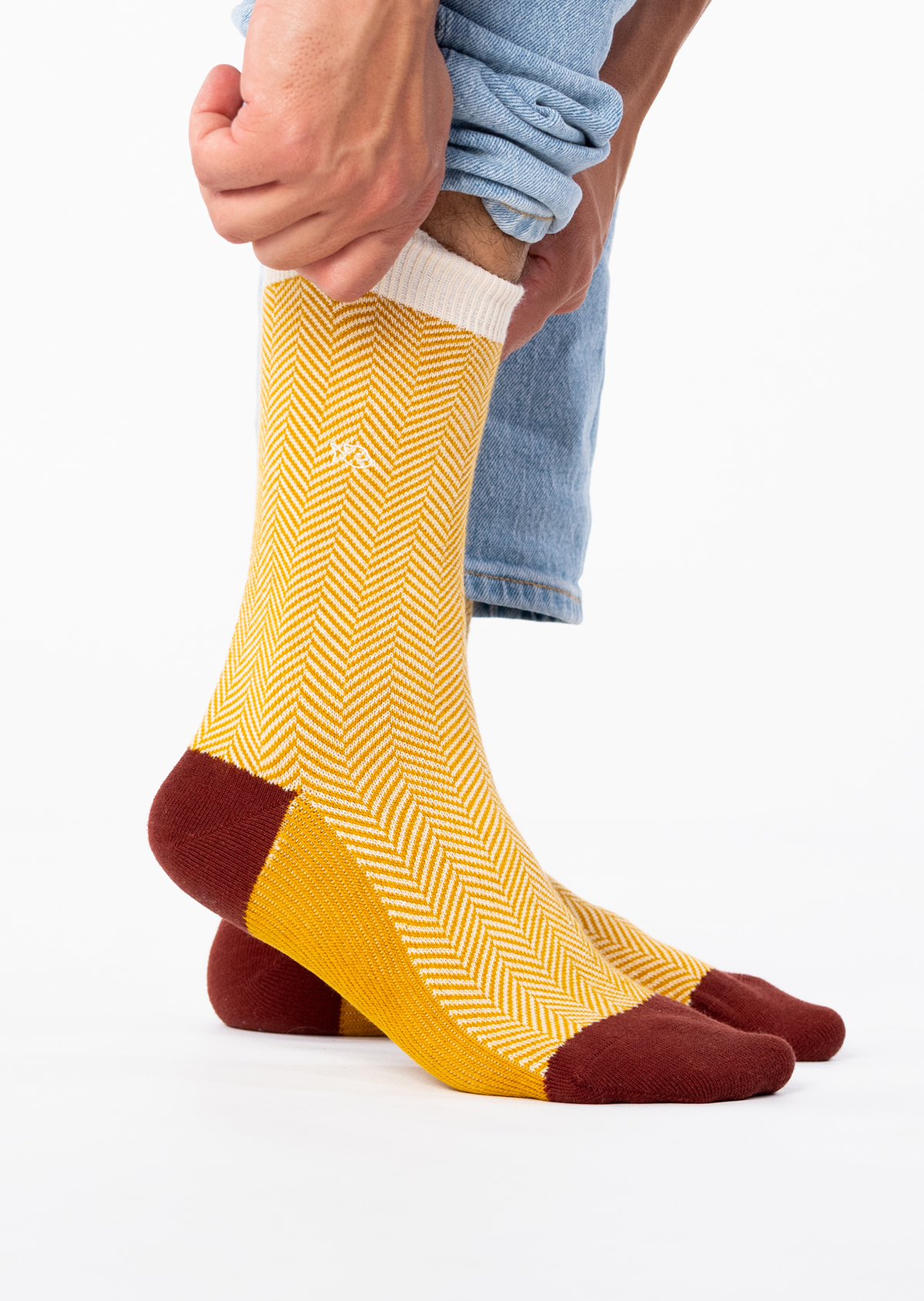 Chaussettes en coton peigné chevrons BILLYBELT Jaune