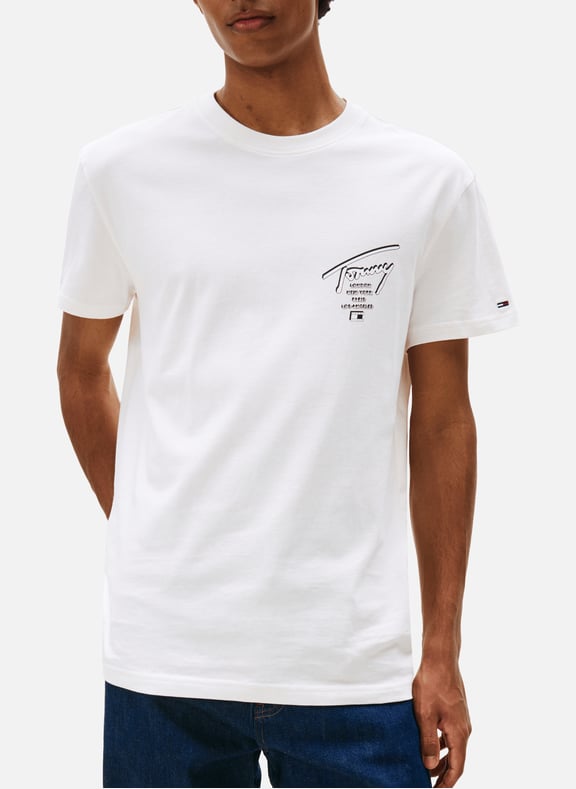 T-shirt en jersey à logo signature au dos Blanc by TOMMY HILFIGER TOMMY HILFIGER T-shirt en jersey à logo signature au dos Blanc