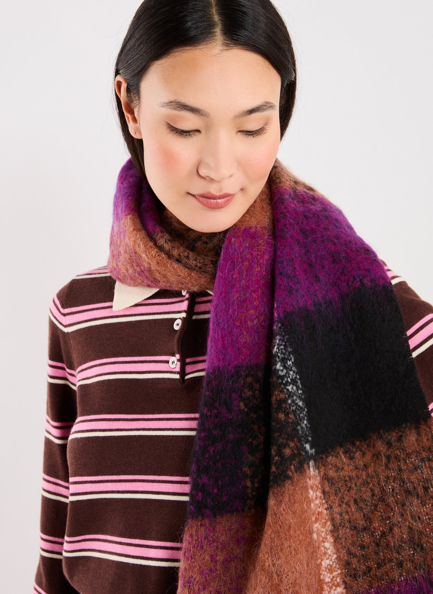 Maika Checkered Scarf AU PRINTEMPS PARIS Purple