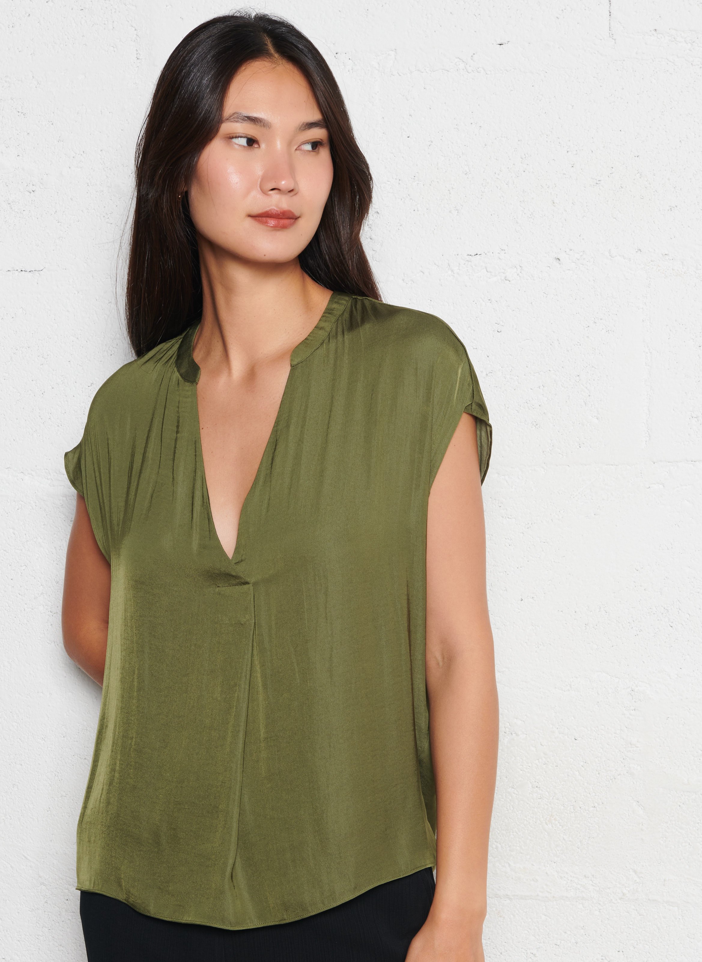 MAISON 123 Blouse droite satinée phany Kaki
