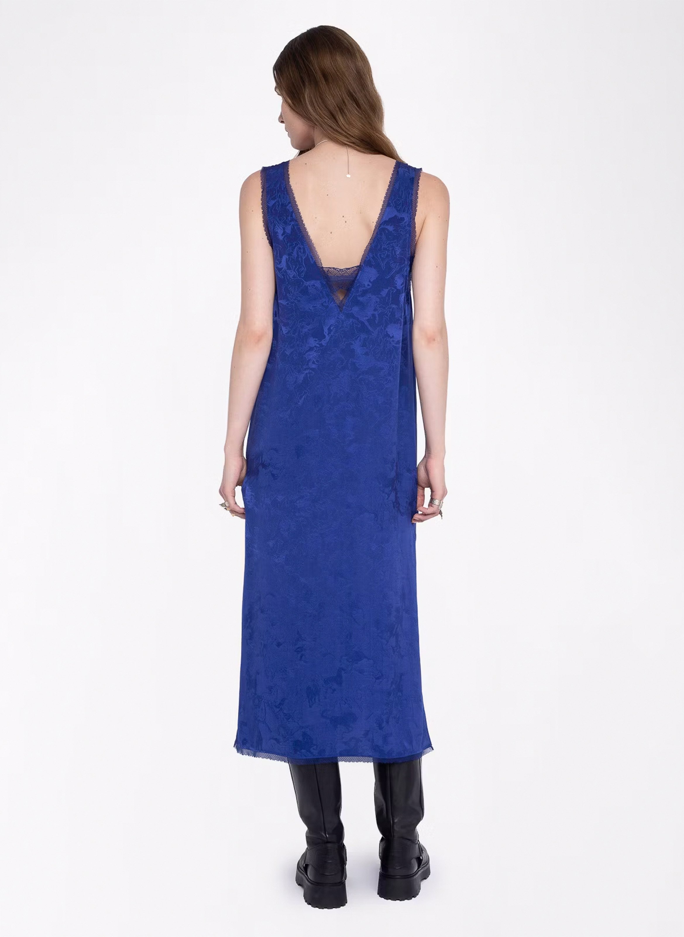 Robe midi col v en soie renzo ZADIG&VOLTAIRE Bleu