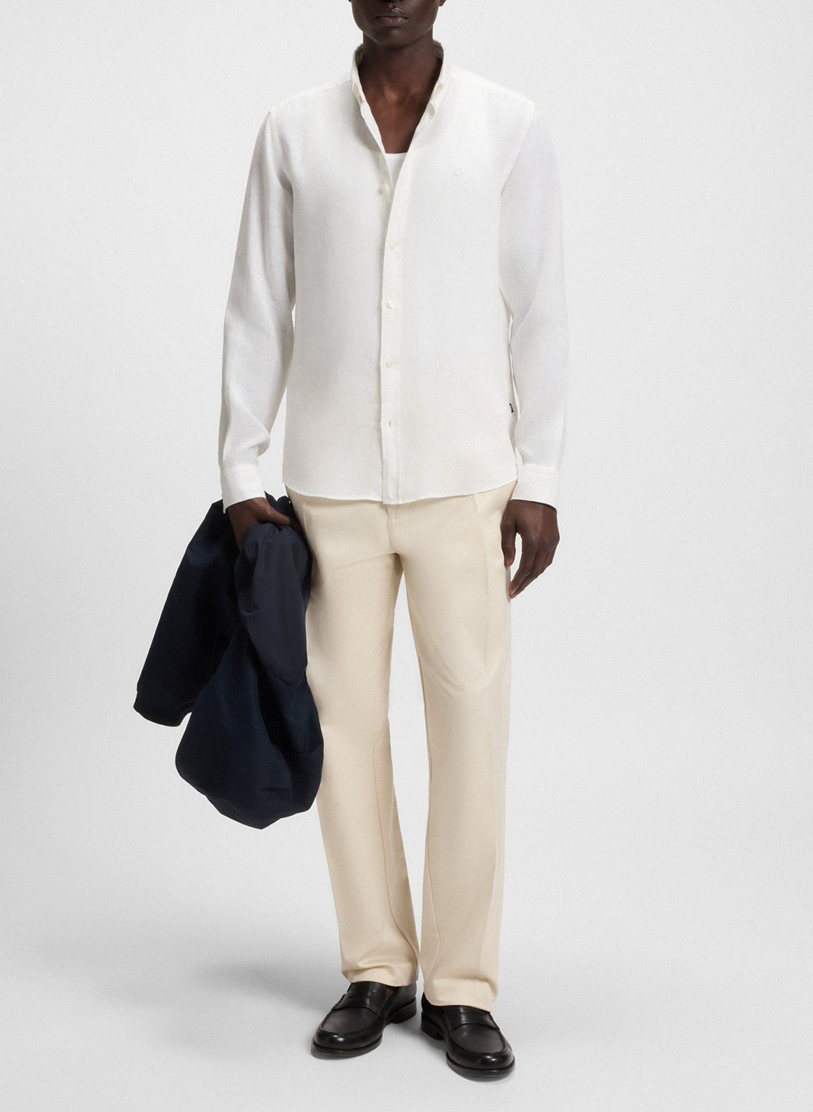 Chemise slim-fit en lin BOSS Blanc