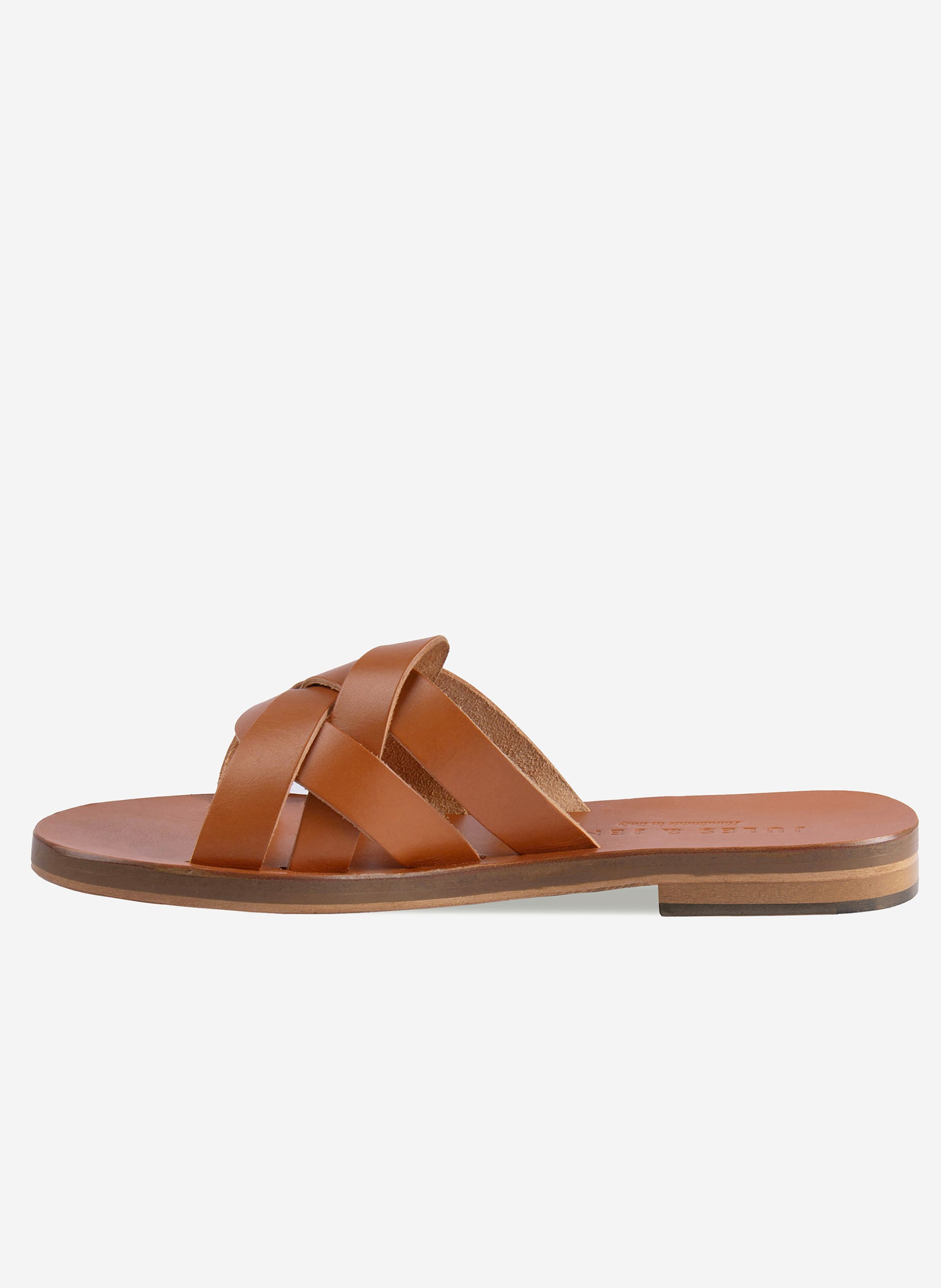 Mules plates jade cuir JULES & JENN Marron