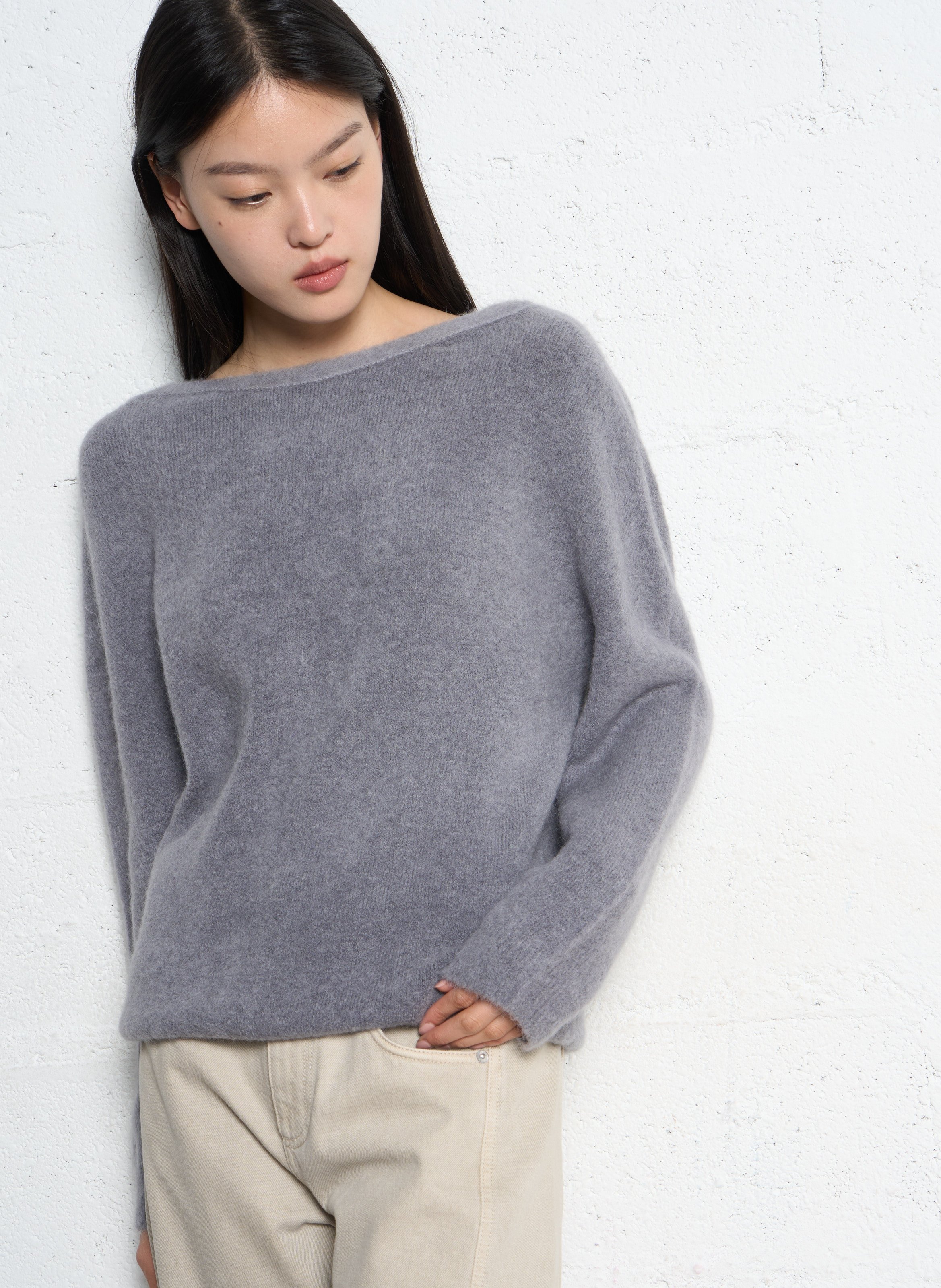 Gilet devant dos col v en laine mélangée IKKS Gris