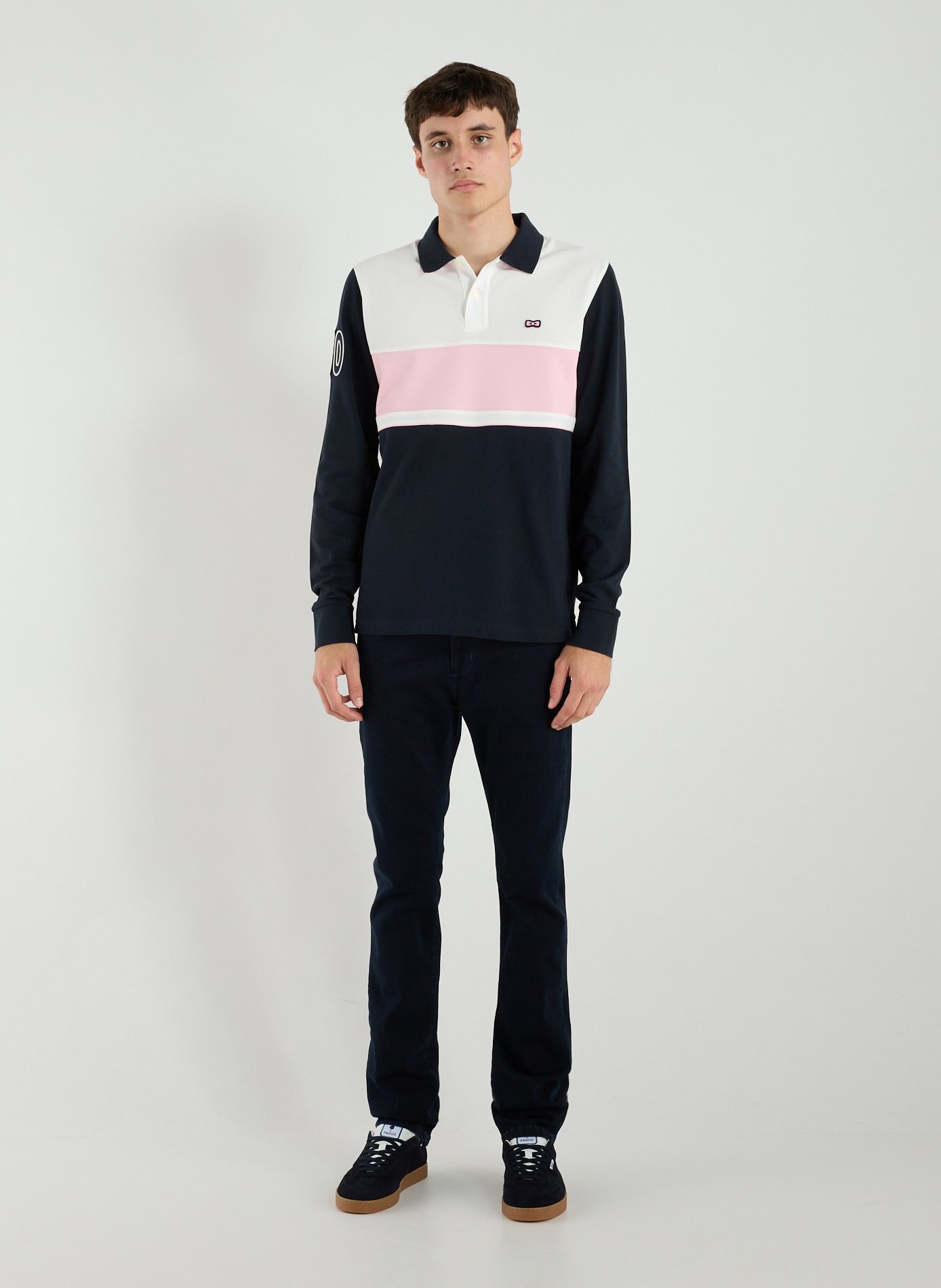 Long-sleeved cotton polo shirt EDEN PARK Pink