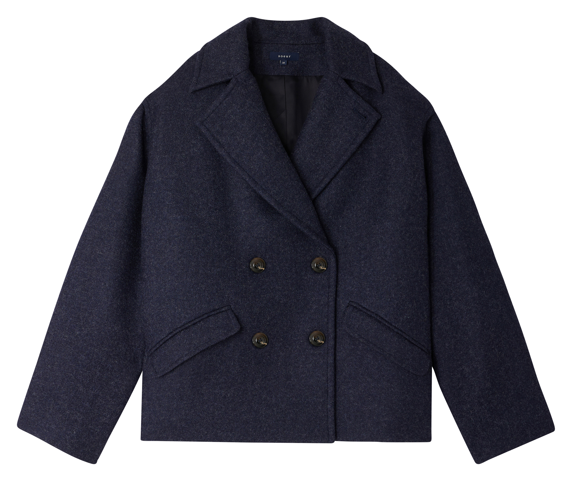 Manteau col tailleur en laine mélangée constant SOEUR Bleu