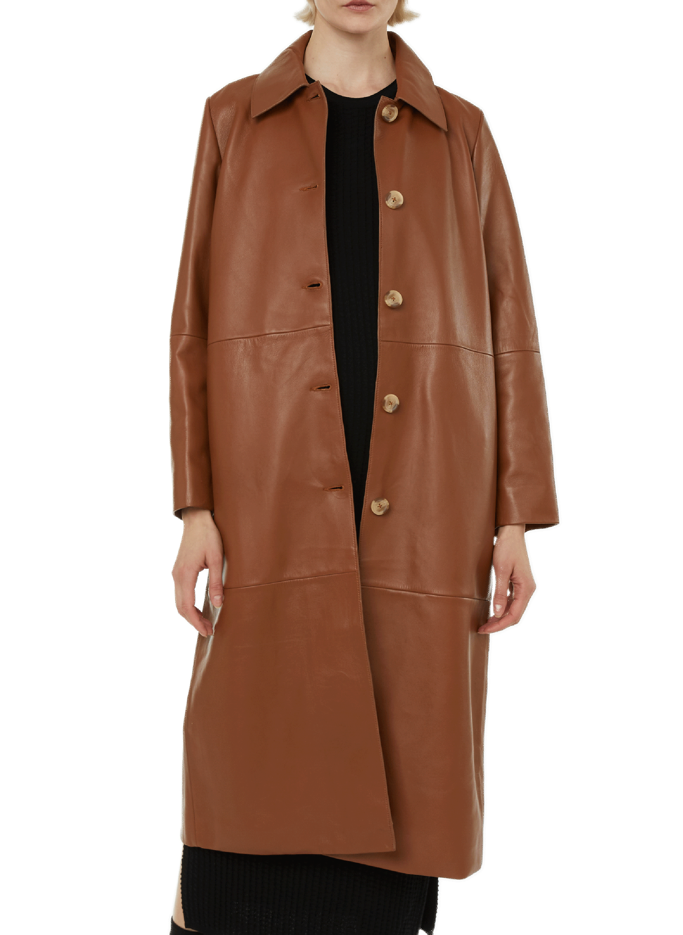 SAISON 1865 Leather trench coat Brown