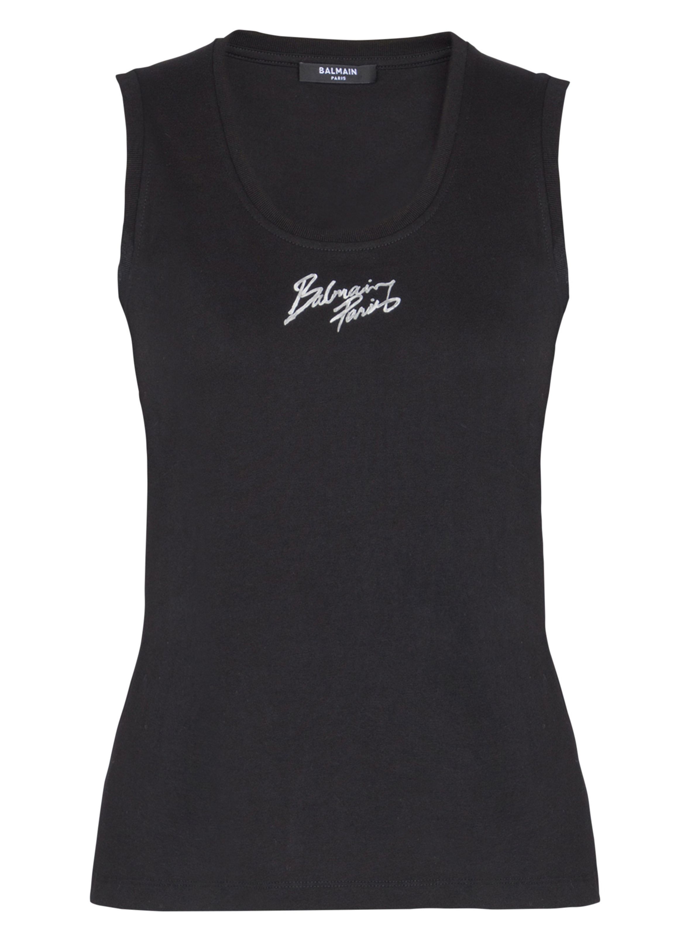 Débardeur décontracté avec imprimé balmain paris brush BALMAIN Noir