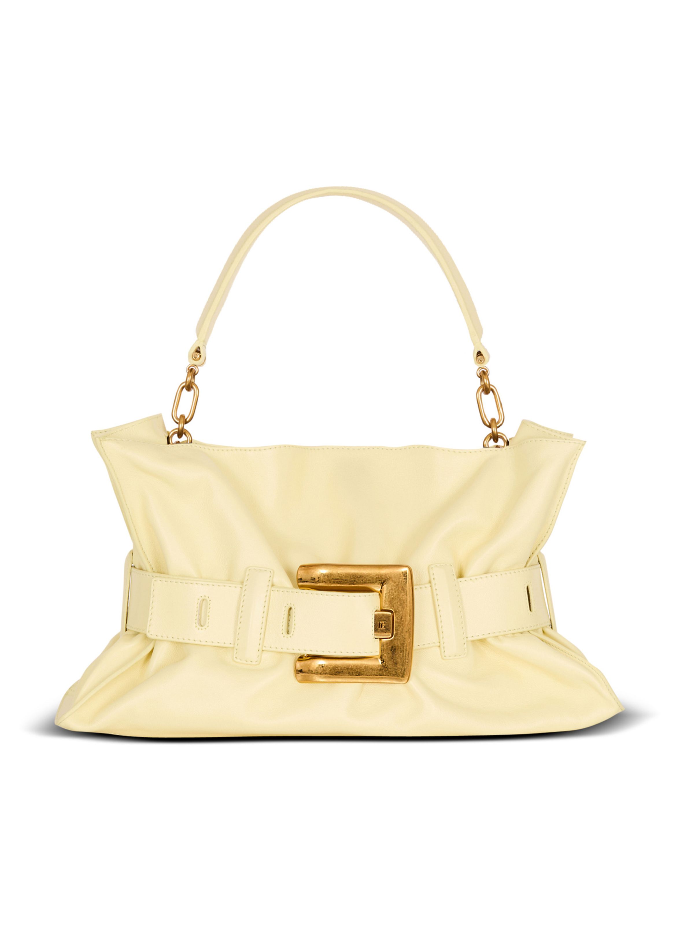 Sac anthem medium en cuir de veau BALMAIN Jaune