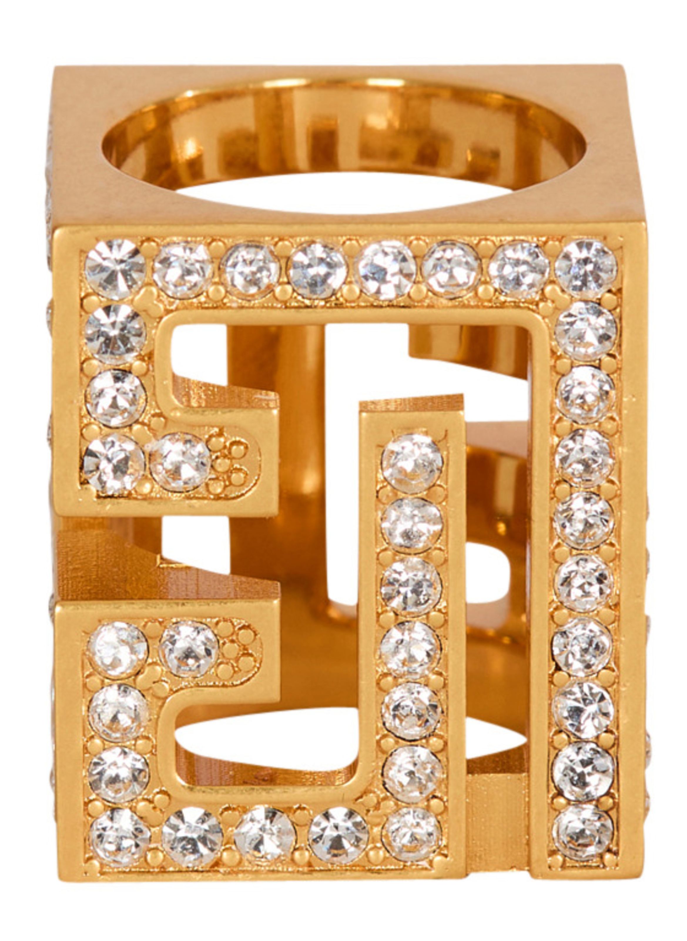 Bague cube à strass pb 3d BALMAIN Argent