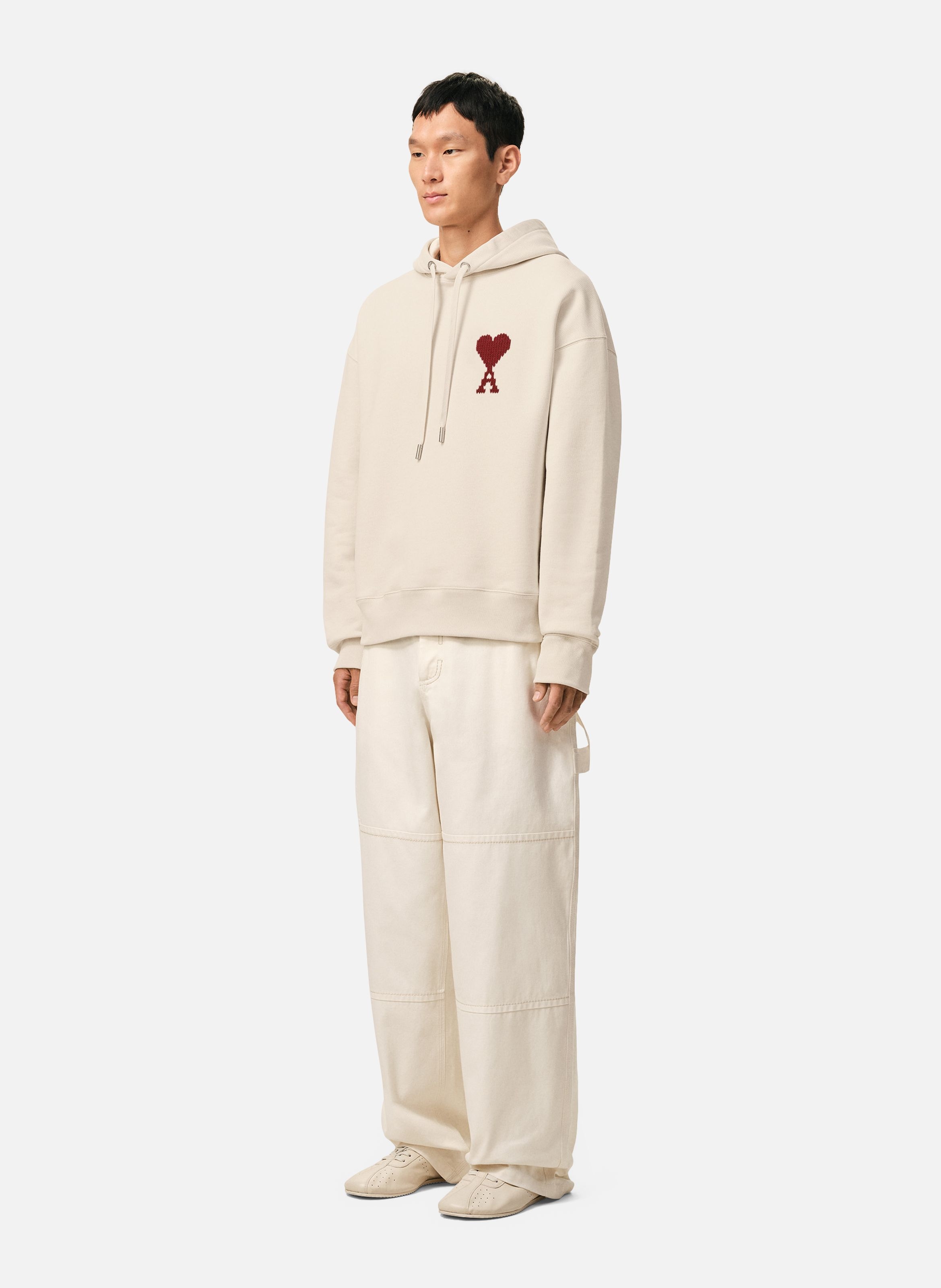 Hoodie broderie ami de coeur unisexe en coton AMI PARIS Blanc