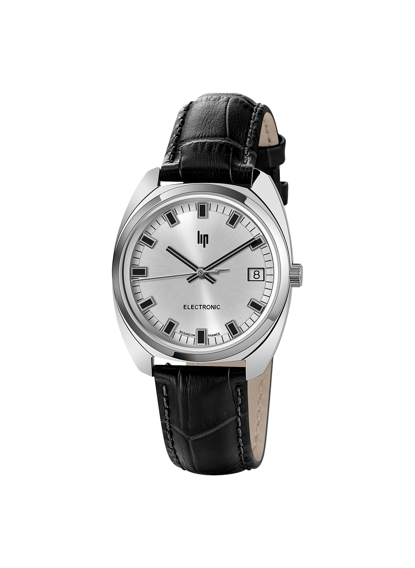 Montre à quartz en cuir LIP Argent