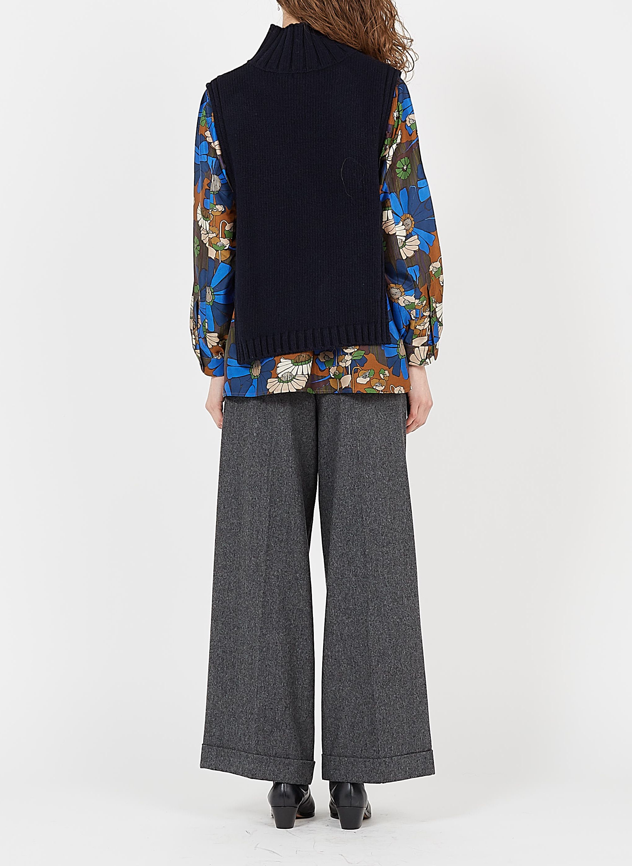 Pull col montant sans manche en laine mélangée or SOEUR Bleu